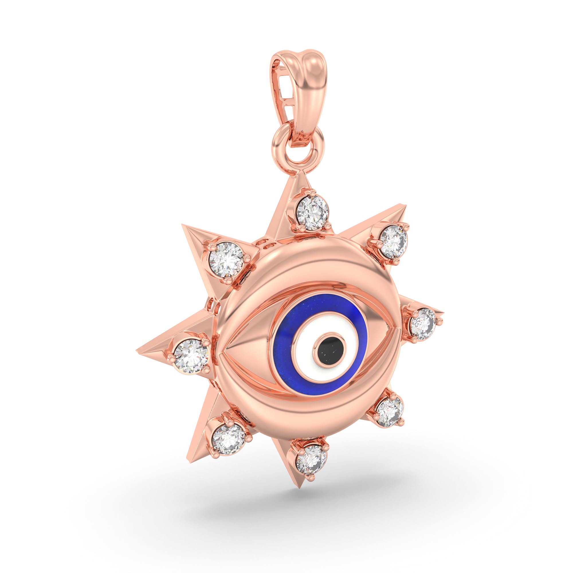Evil Eye Pendant with Lab-Grown Diamonds in 18K Rose Gold – 0.22 Ct, 2 g (Design K1-12) thumbnail