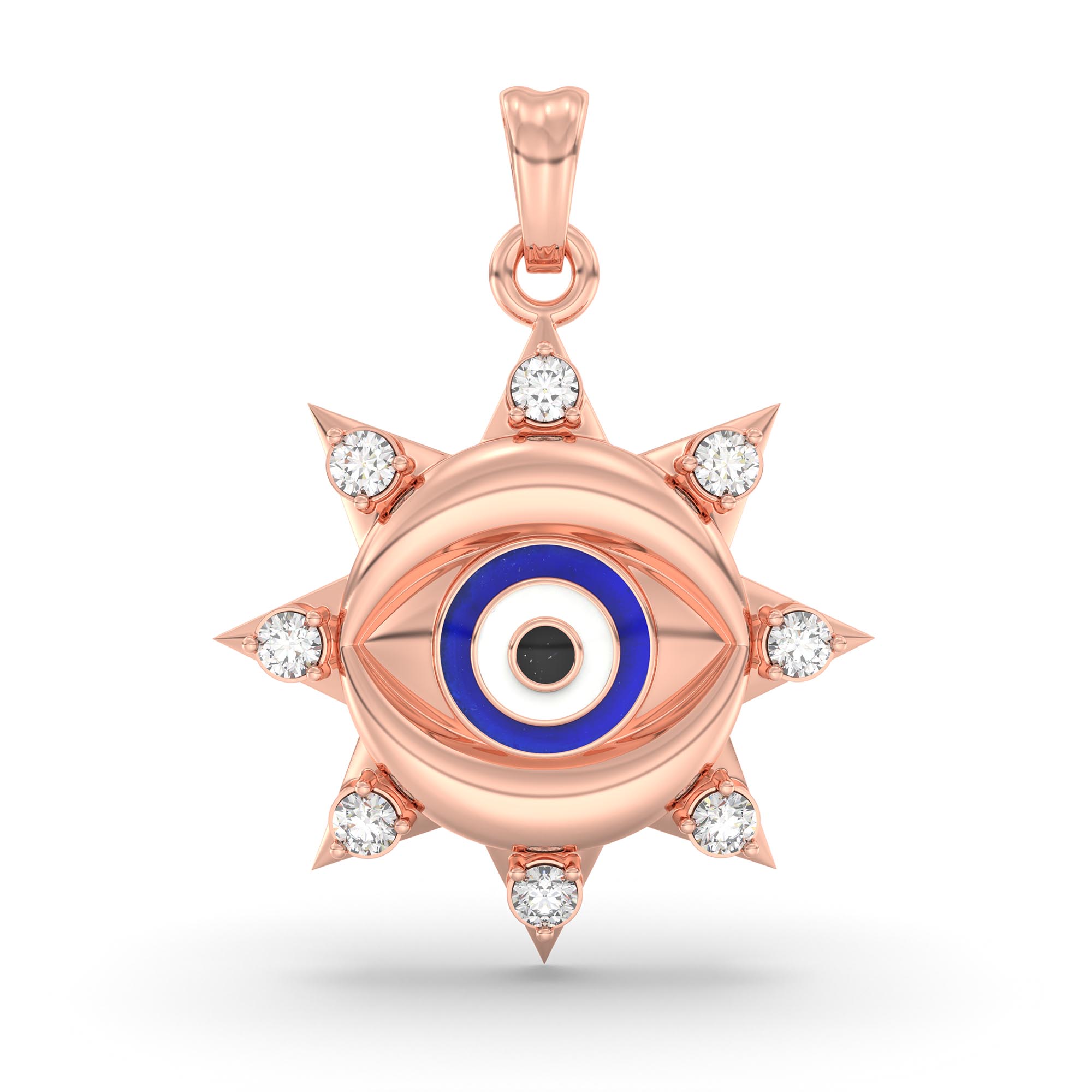 Evil Eye Pendant with Lab-Grown Diamonds in 18K Rose Gold – 0.22 Ct, 2 g (Design K1-12) thumbnail