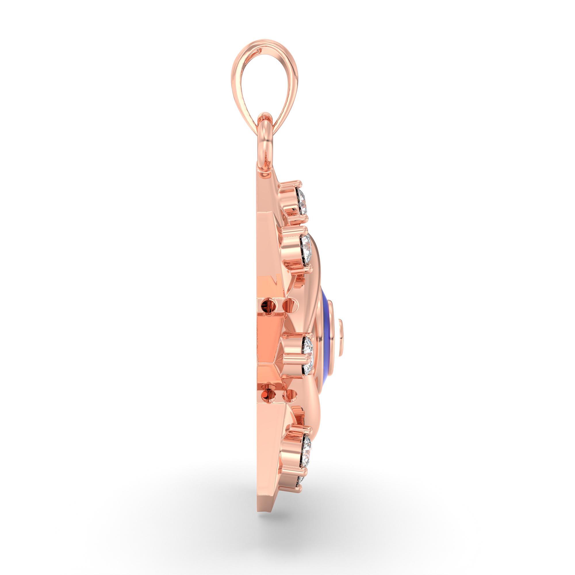 Evil Eye Pendant with Lab-Grown Diamonds in 18K Rose Gold – 0.22 Ct, 2 g (Design K1-12) thumbnail
