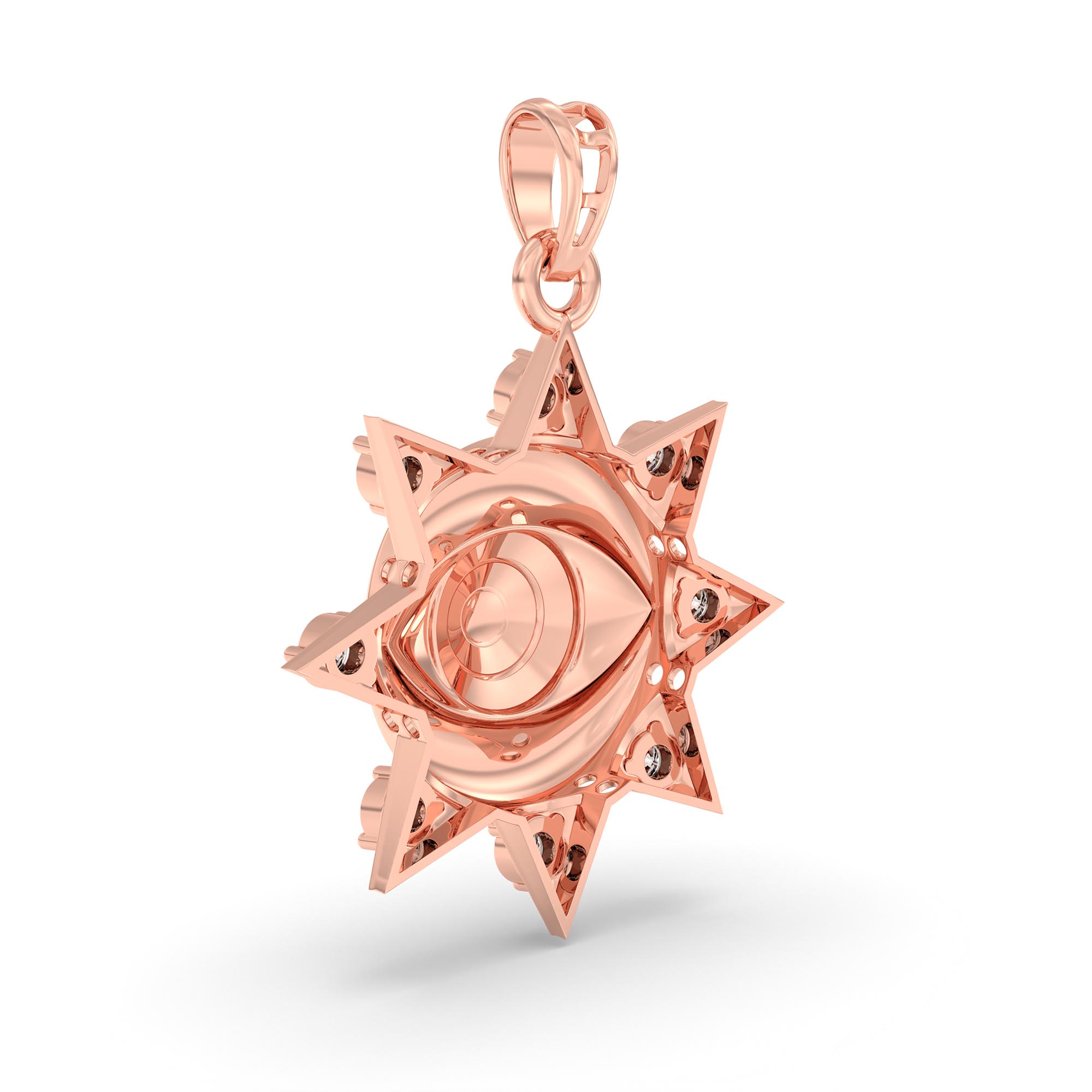 Evil Eye Pendant with Lab-Grown Diamonds in 18K Rose Gold – 0.22 Ct, 2 g (Design K1-12) thumbnail