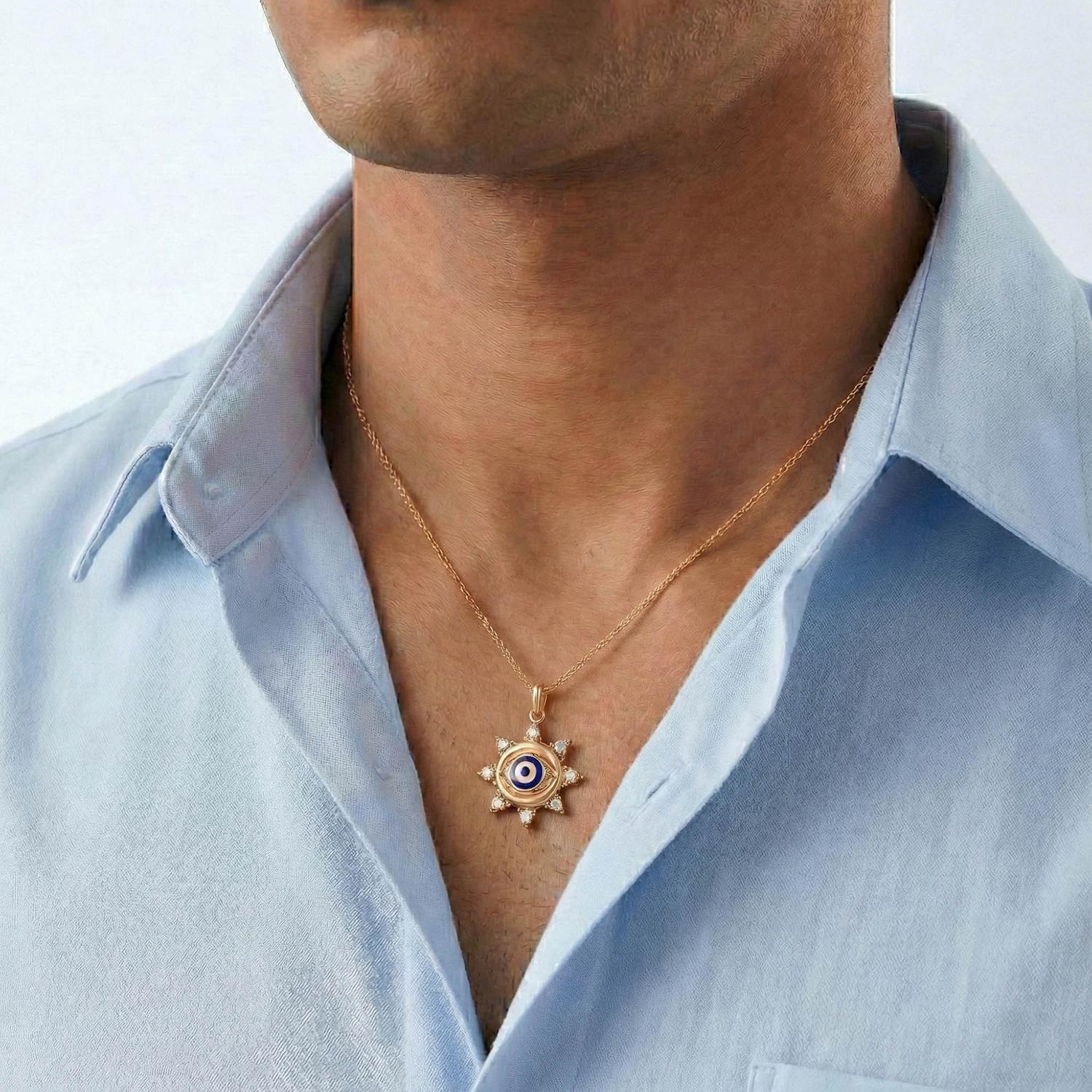 Evil Eye Pendant with Lab-Grown Diamonds in 18K Rose Gold – 0.22 Ct, 2 g (Design K1-12) thumbnail