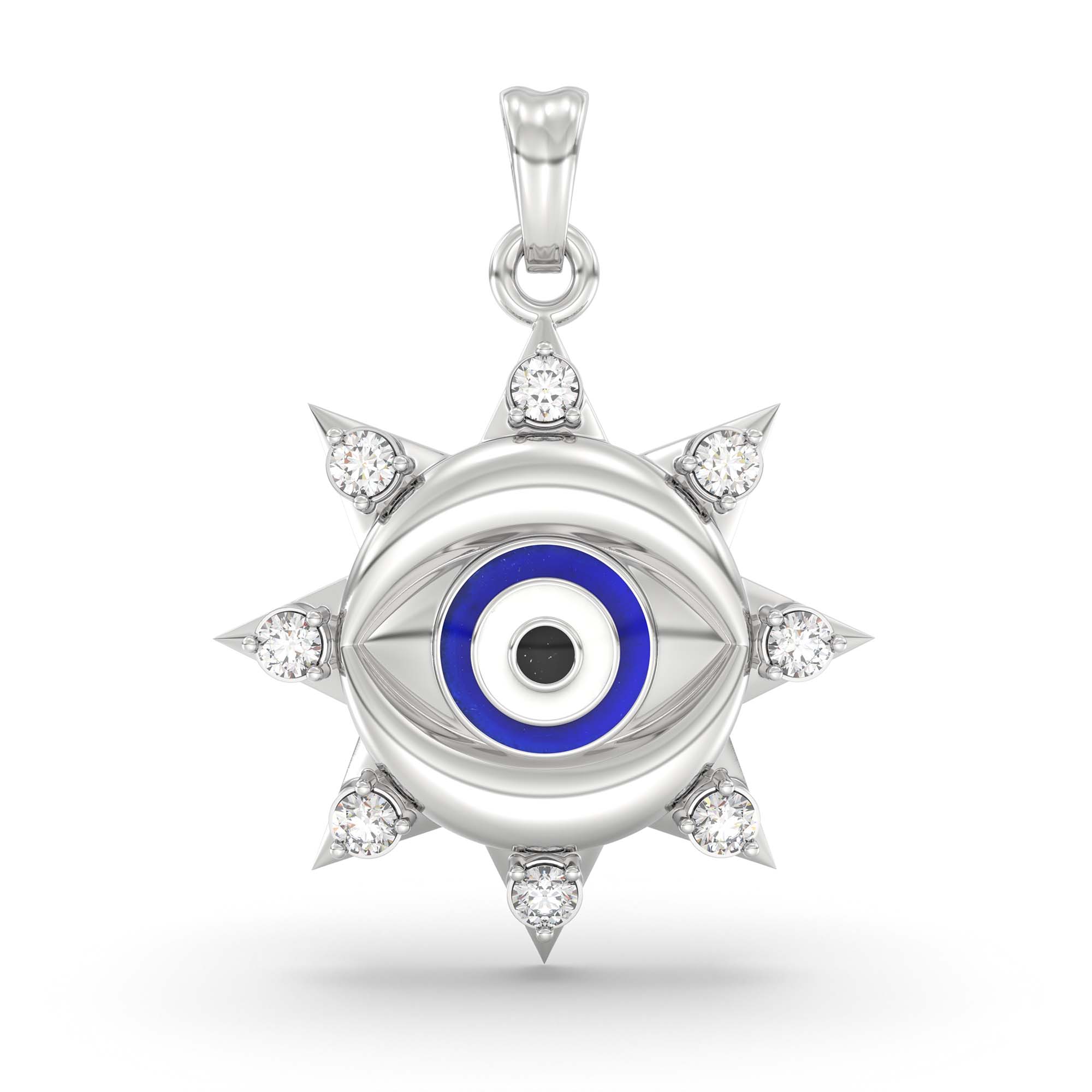 Evil Eye Pendant with Lab-Grown Diamonds in 18K White Gold – 0.22 Ct, 2 g (Design K1-12) thumbnail