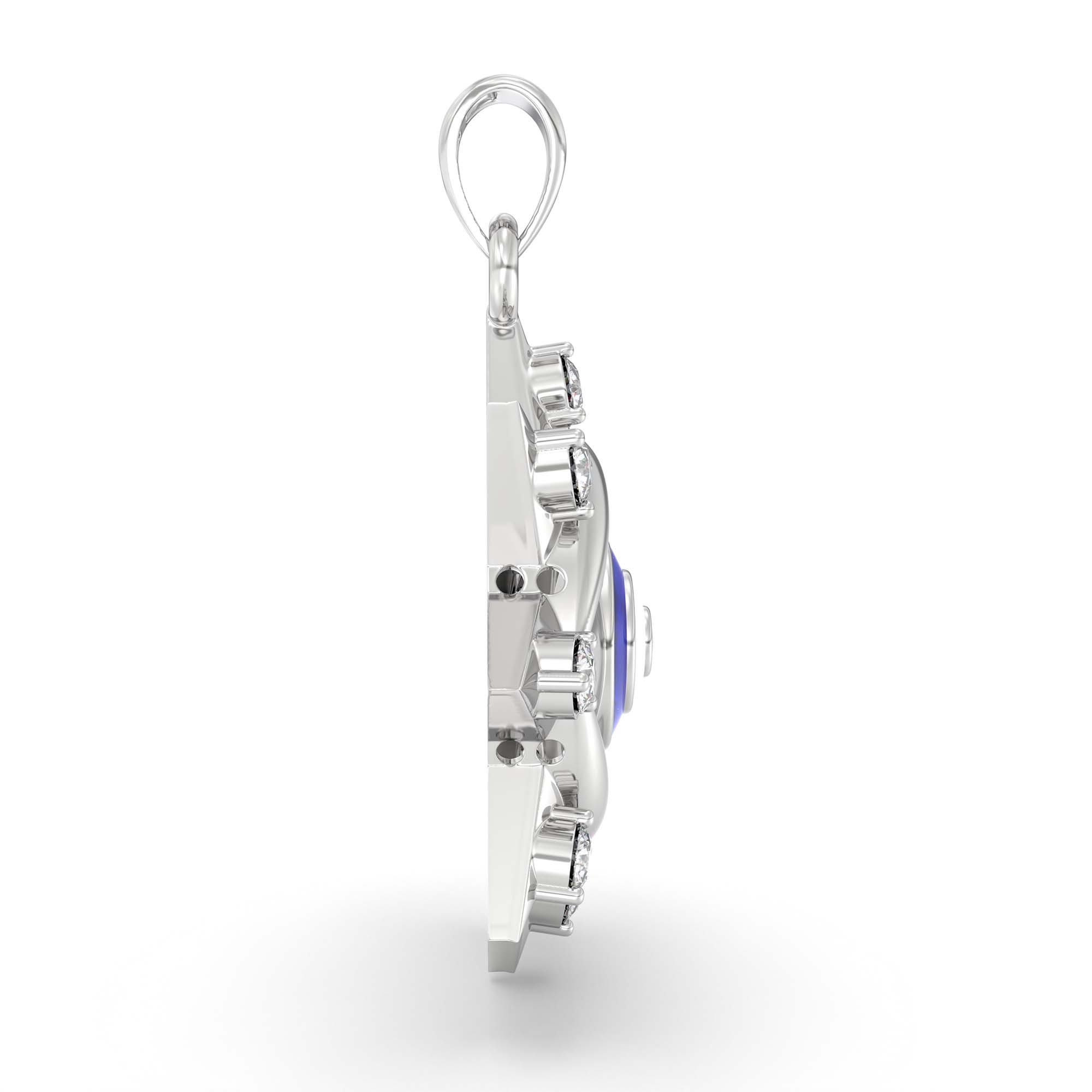 Evil Eye Pendant with Lab-Grown Diamonds in 18K White Gold – 0.22 Ct, 2 g (Design K1-12) thumbnail