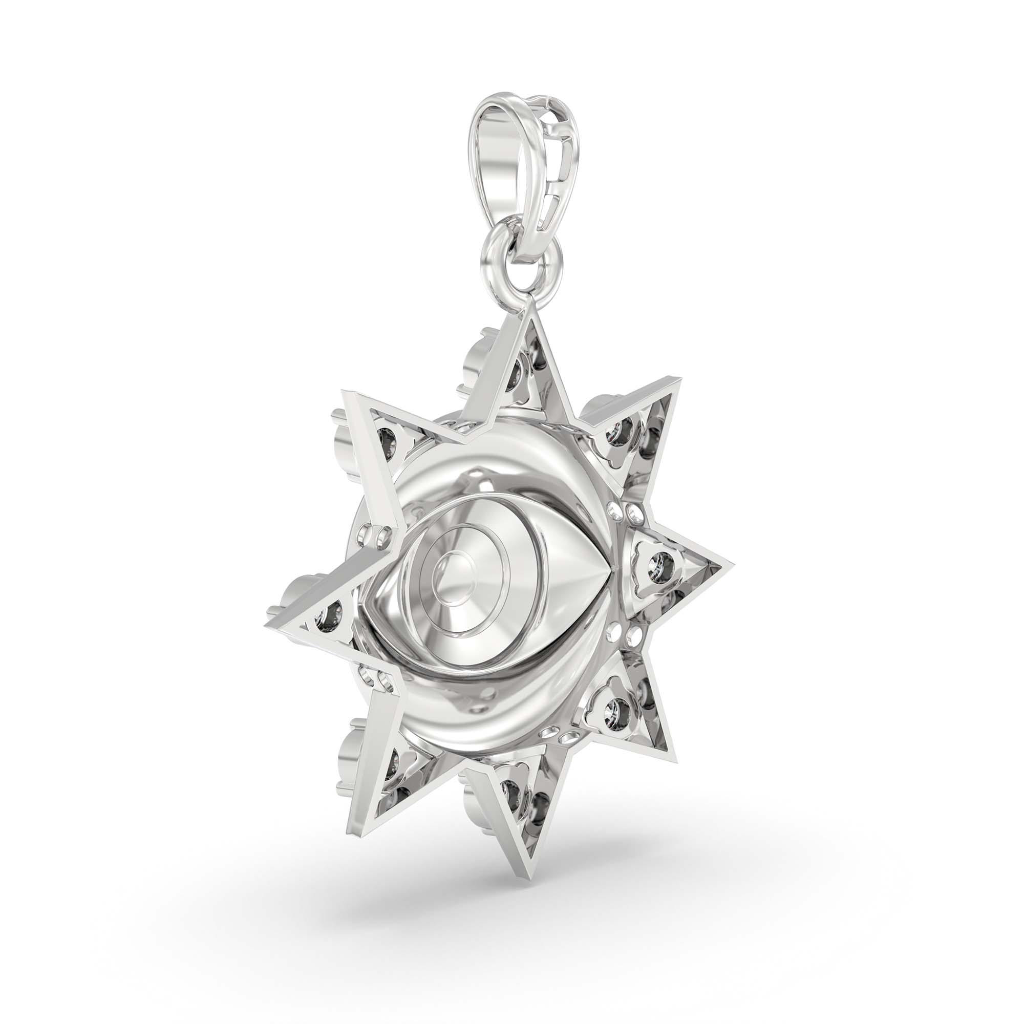 Evil Eye Pendant with Lab-Grown Diamonds in 18K White Gold – 0.22 Ct, 2 g (Design K1-12) thumbnail