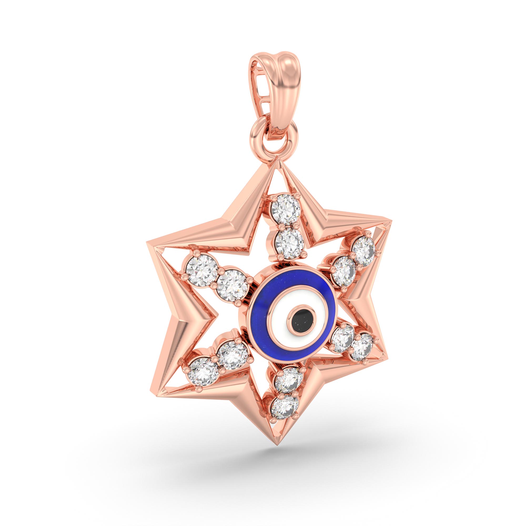 Evil Eye Pendant with Lab-Grown Diamonds in 18K Rose Gold – 0.32 Ct thumbnail