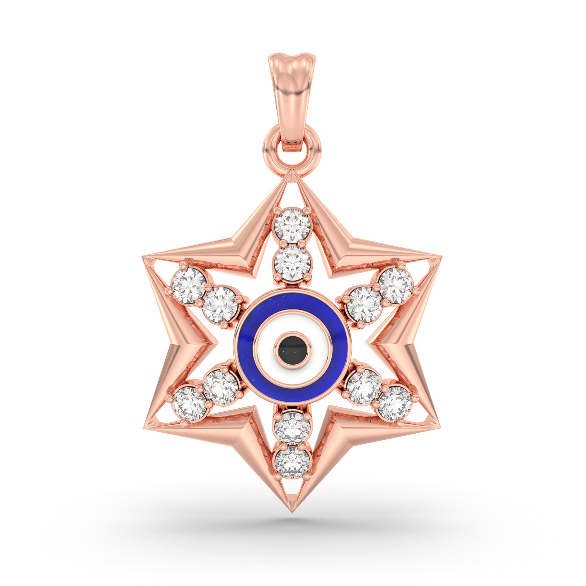 Evil Eye Pendant with Lab-Grown Diamonds in 18K Rose Gold – 0.32 Ct thumbnail