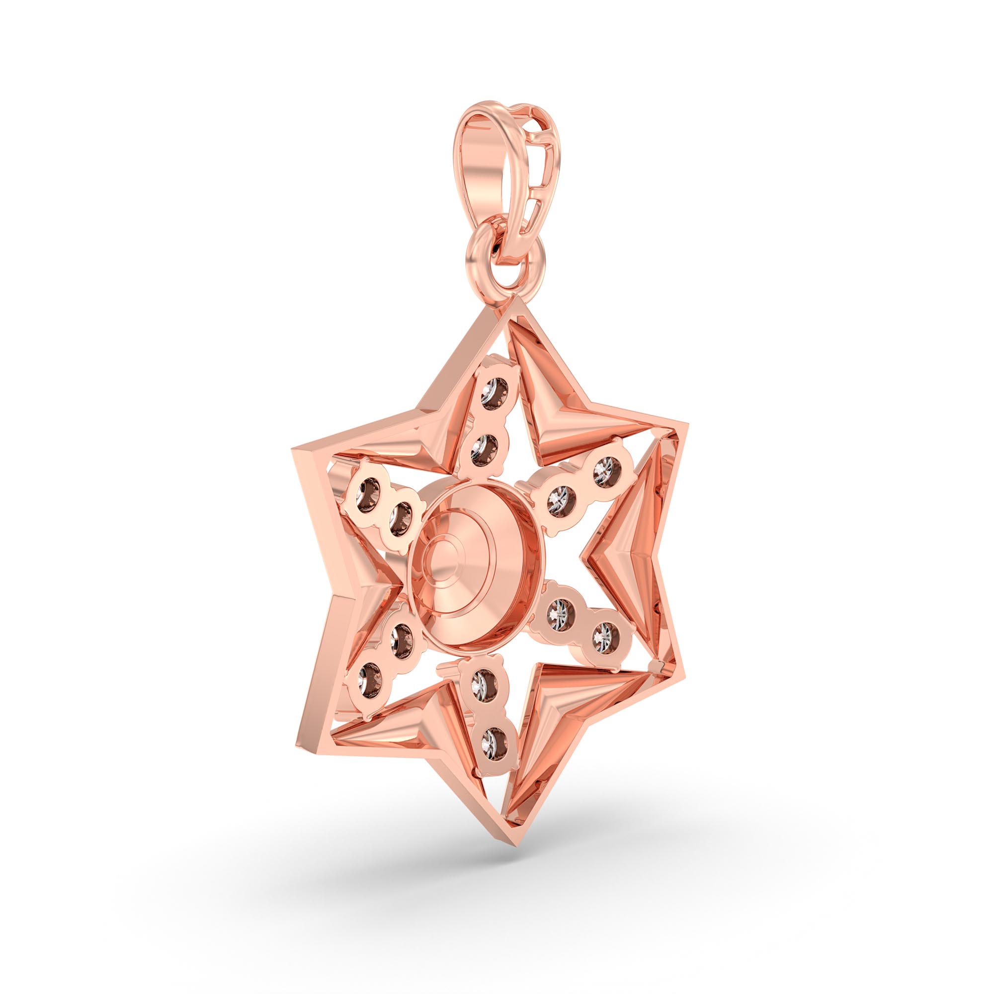 Evil Eye Pendant with Lab-Grown Diamonds in 18K Rose Gold – 0.32 Ct thumbnail