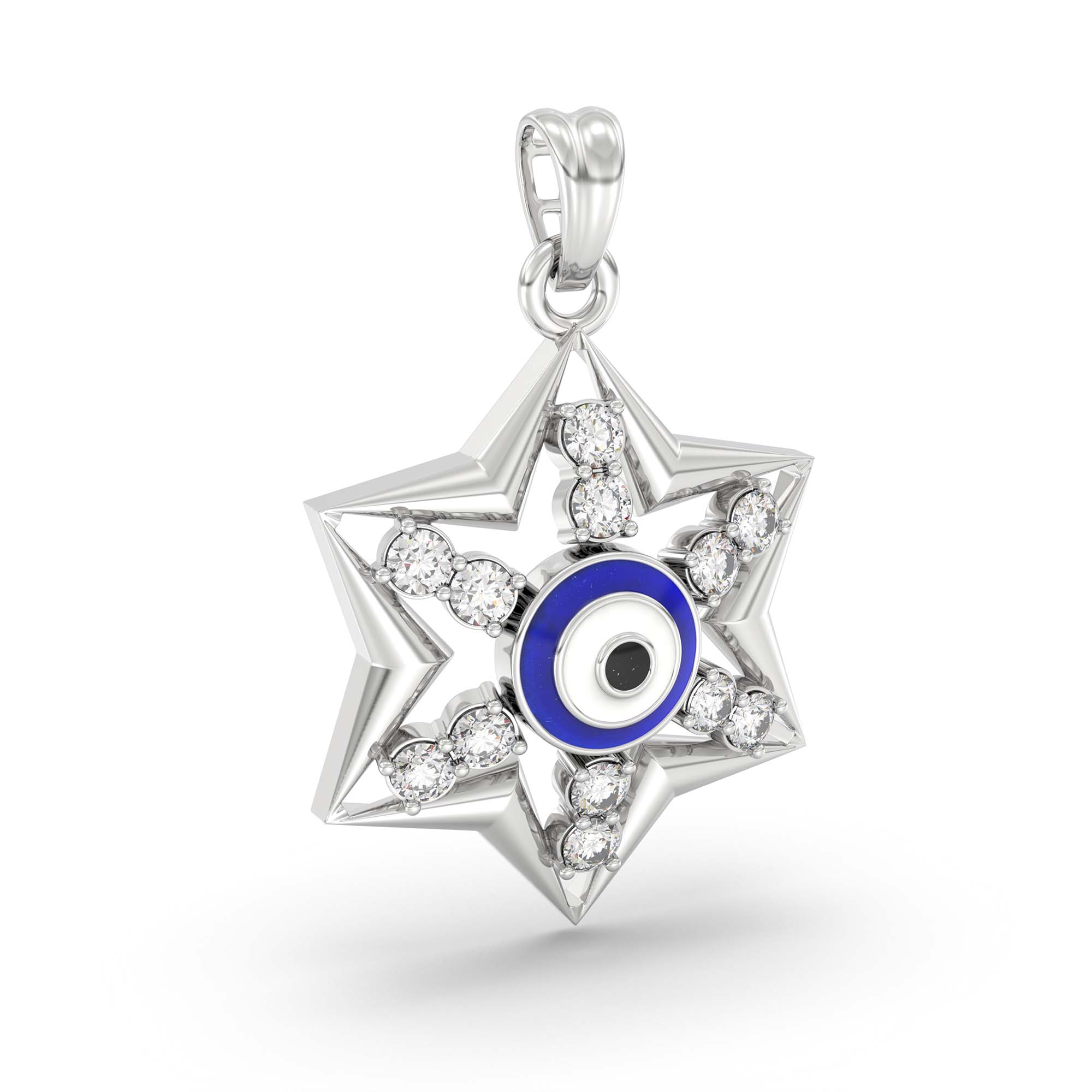 Evil Eye Pendant with Lab-Grown Diamonds in 18K White Gold – 0.32 Ct thumbnail
