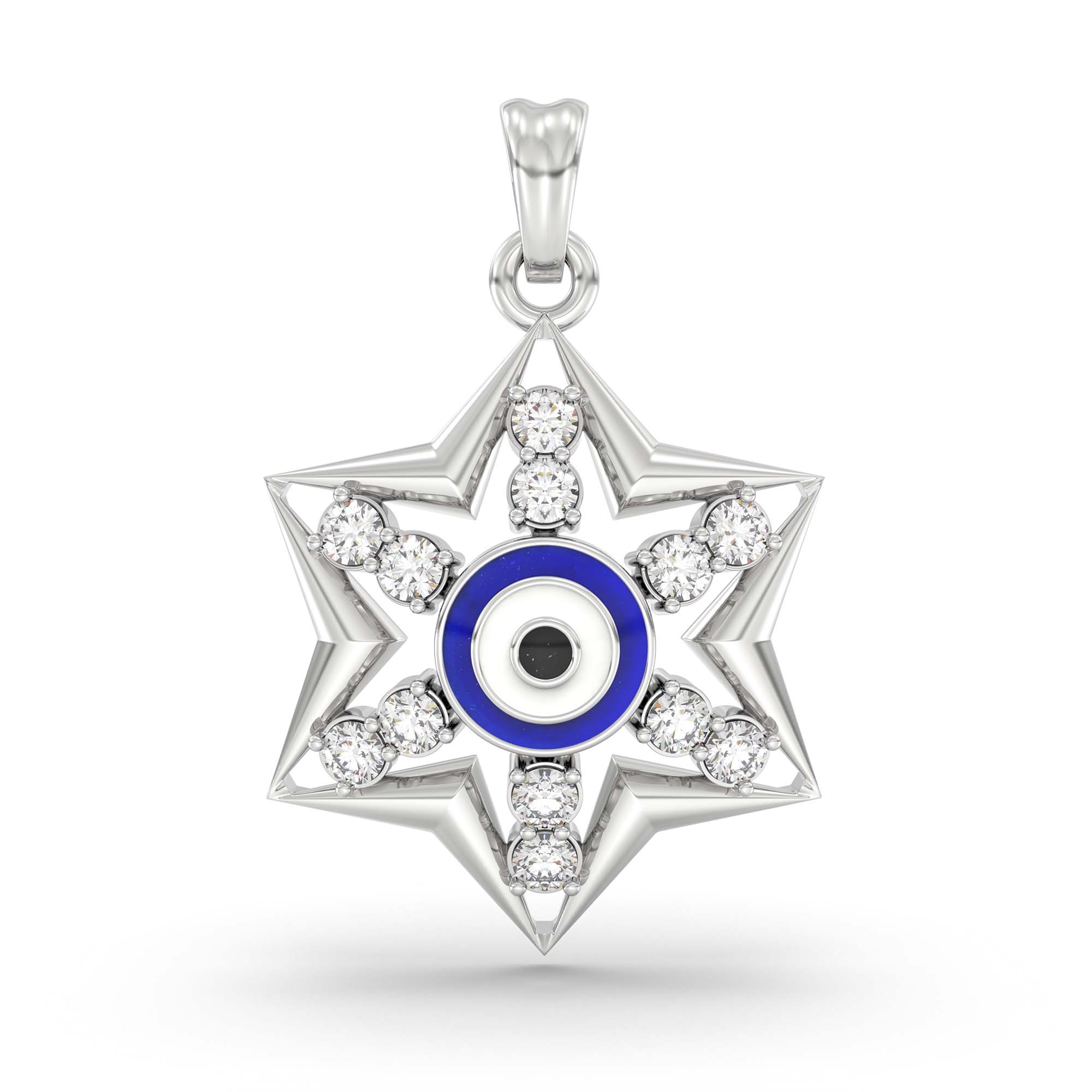 Evil Eye Pendant with Lab-Grown Diamonds in 18K White Gold – 0.32 Ct thumbnail