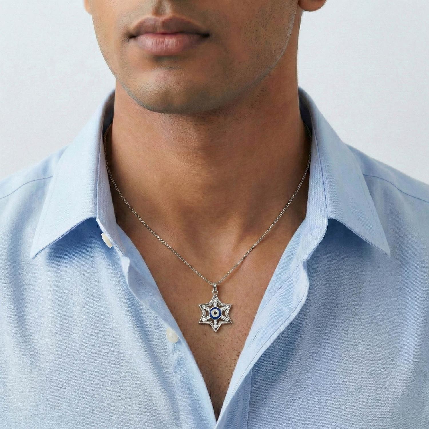 Evil Eye Pendant with Lab-Grown Diamonds in 18K White Gold – 0.32 Ct thumbnail