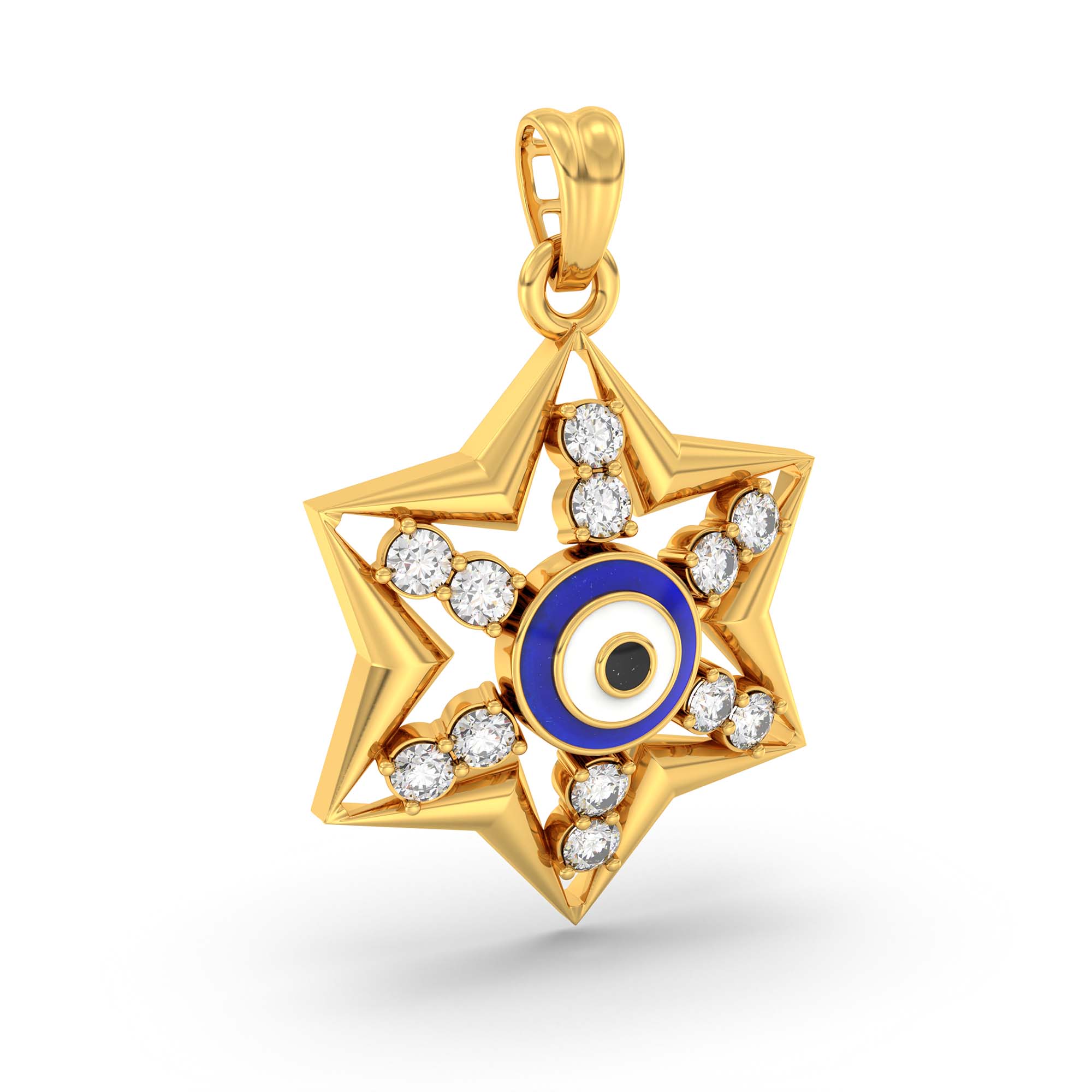 Evil Eye Pendant with Lab-Grown Diamonds in 22K Yellow Gold – 0.32 Ct thumbnail