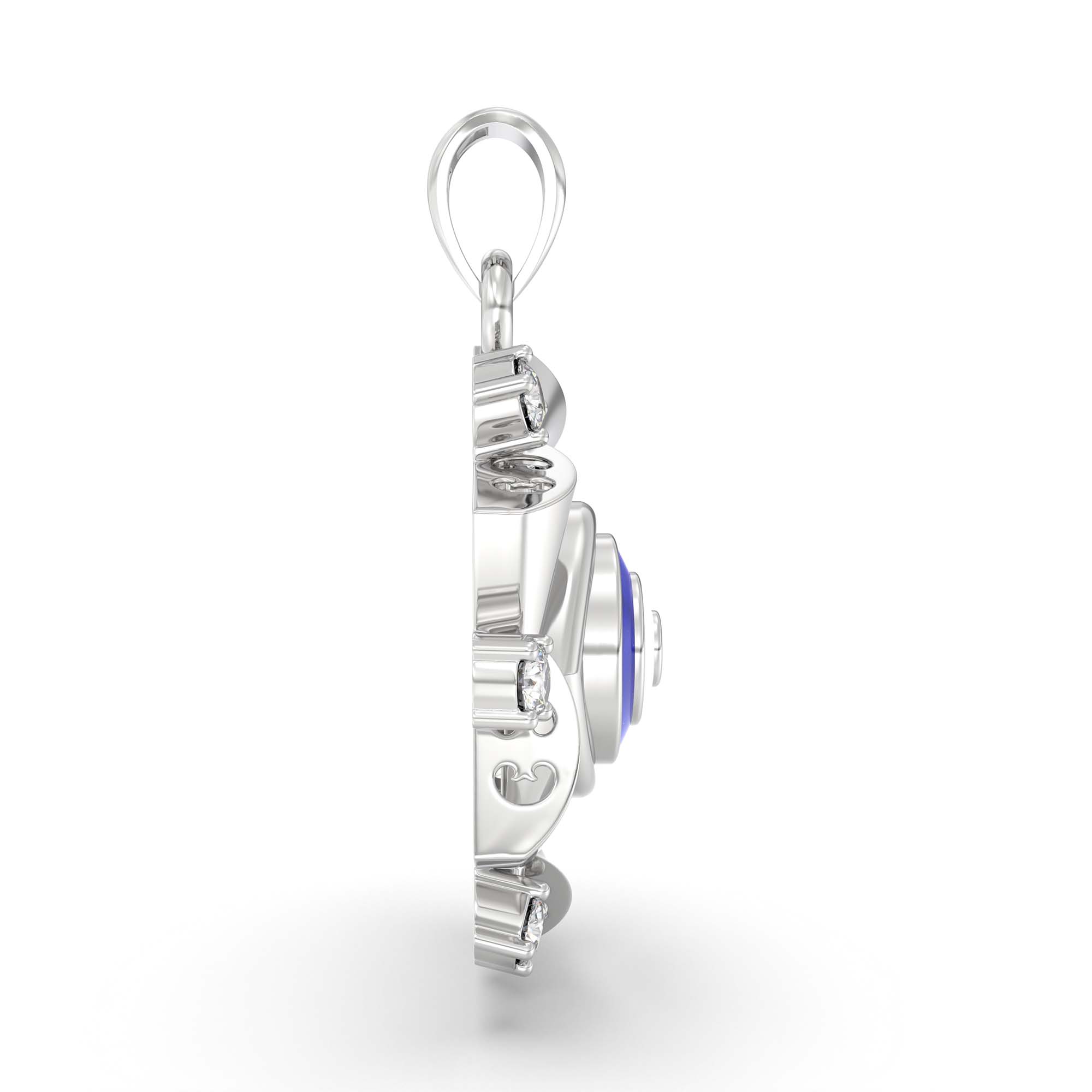 Evil Eye Pendant with Lab-Grown Diamonds in 18K White Gold – 0.16 Ct, 2.2 g (Design K1-16) thumbnail