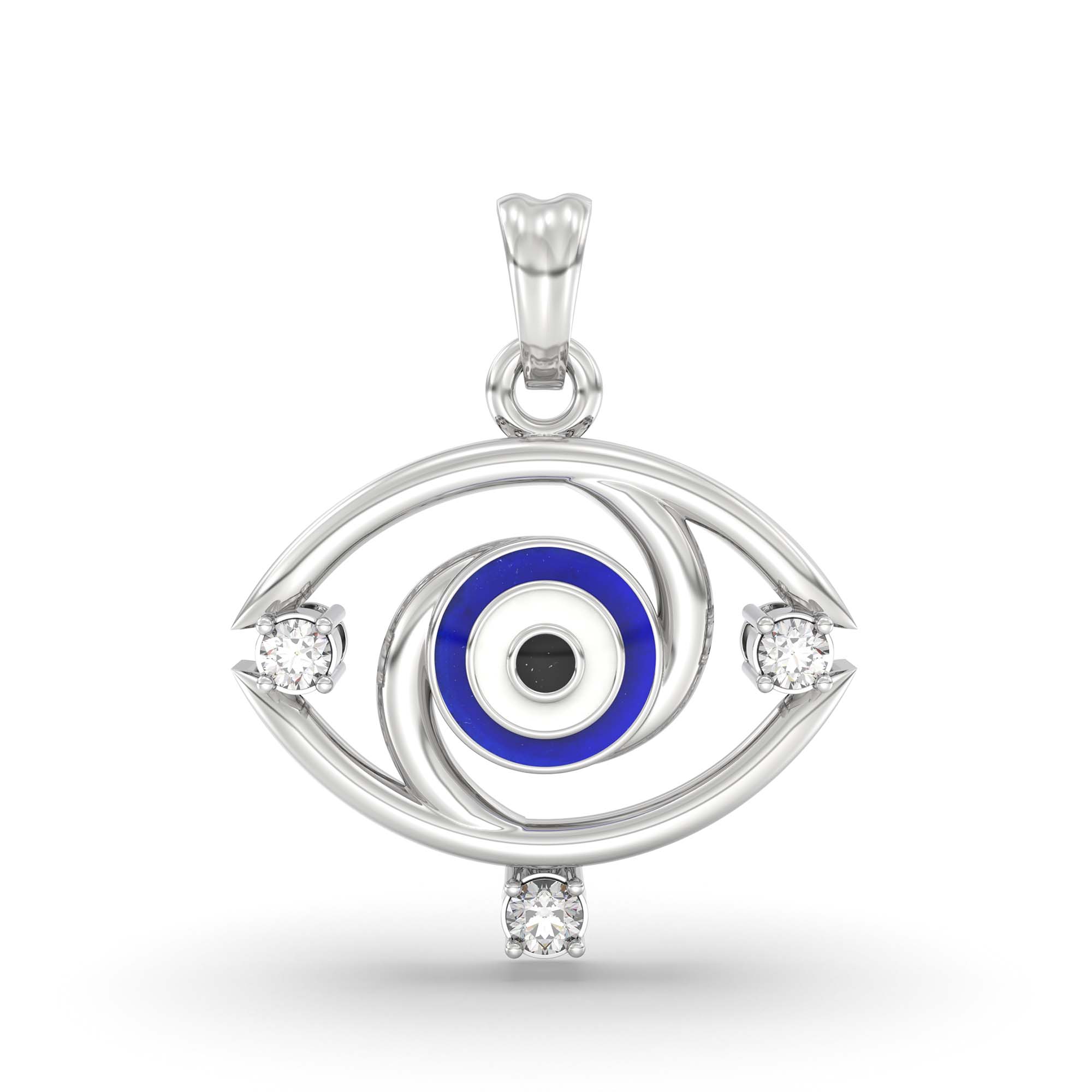 Evil Eye Pendant with Lab-Grown Diamonds in 18K White Gold – 0.09 Ct thumbnail