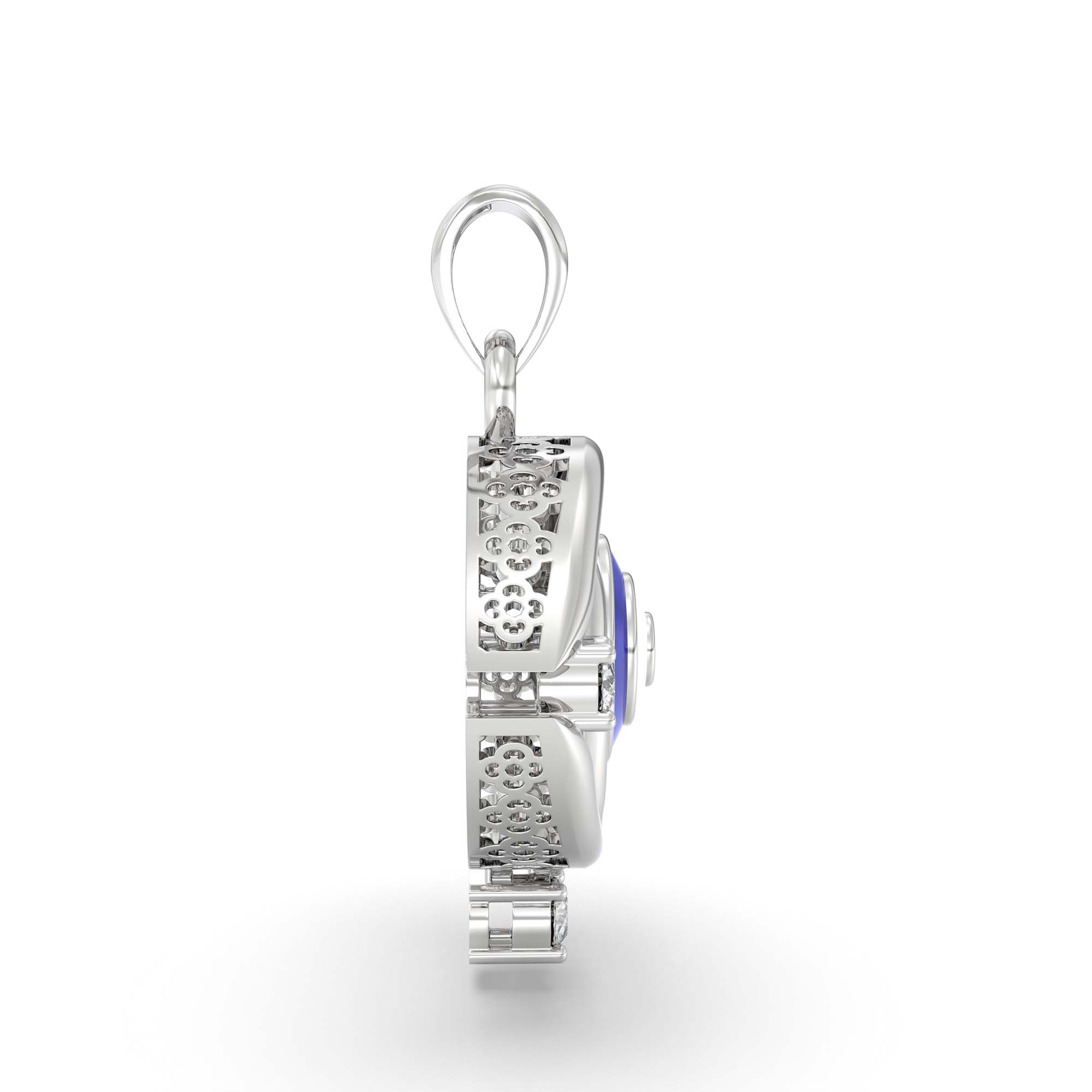 Evil Eye Pendant with Lab-Grown Diamonds in 18K White Gold – 0.09 Ct thumbnail