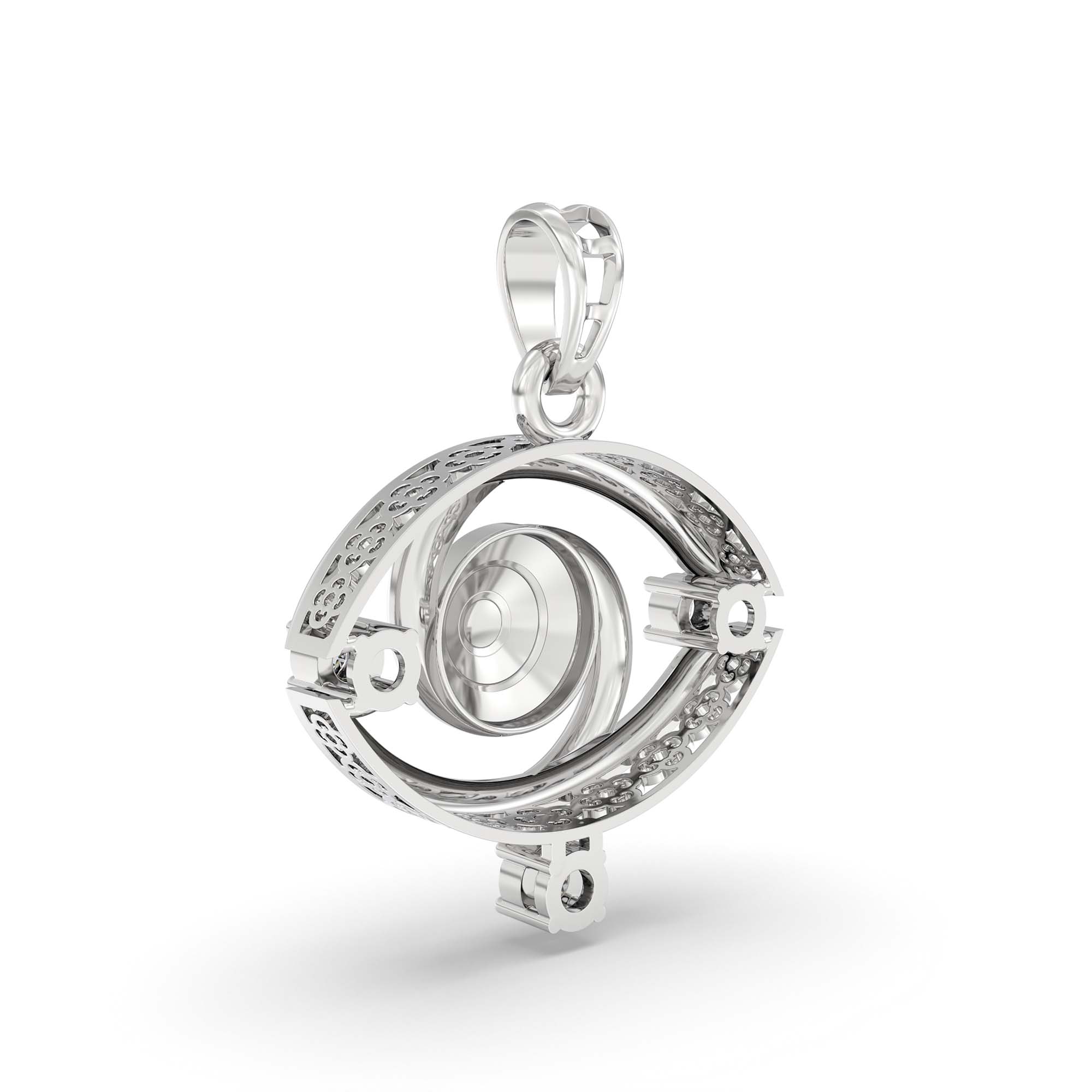 Evil Eye Pendant with Lab-Grown Diamonds in 18K White Gold – 0.09 Ct thumbnail