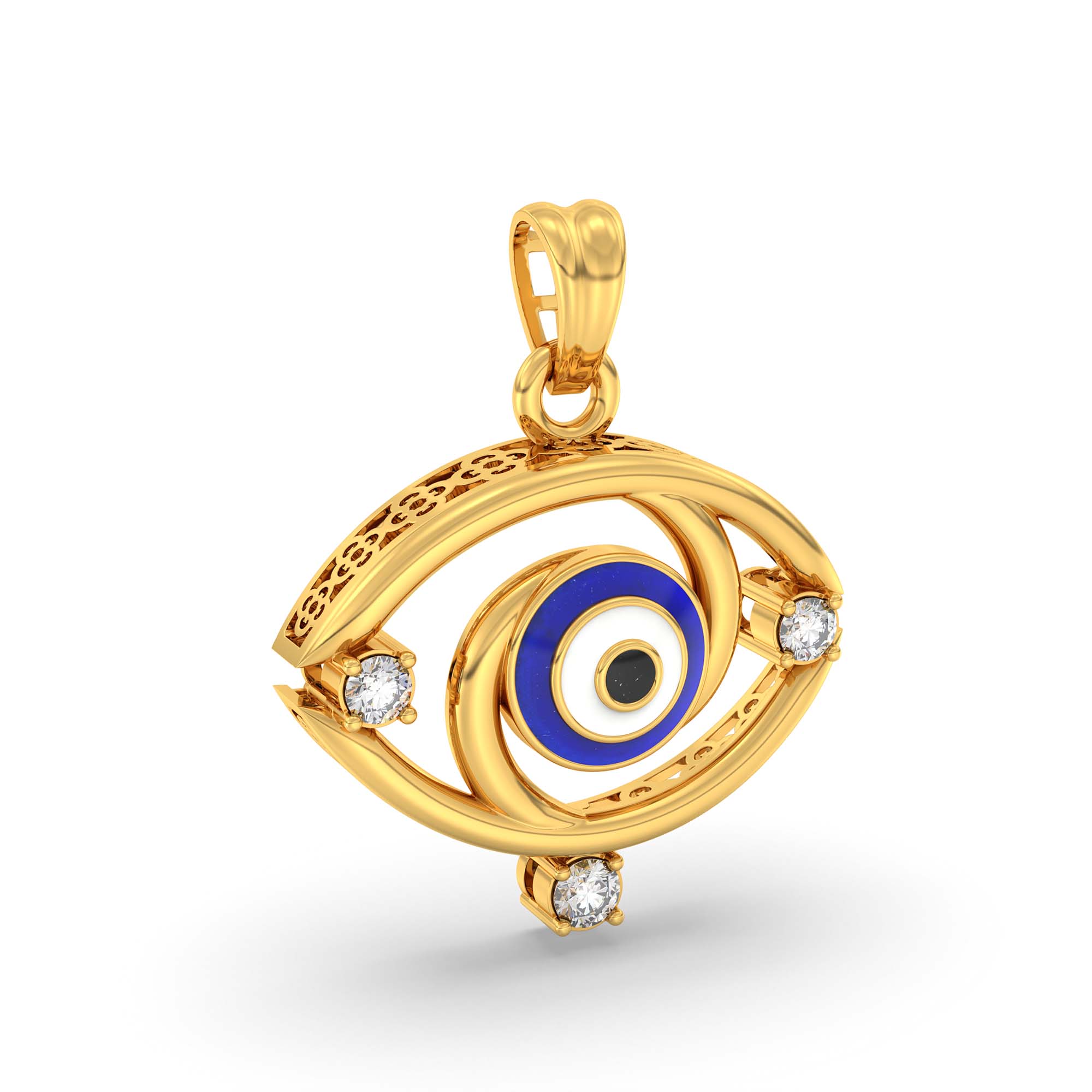 Evil Eye Pendant with Lab-Grown Diamonds in 22K Yellow Gold – 0.09 Ct thumbnail