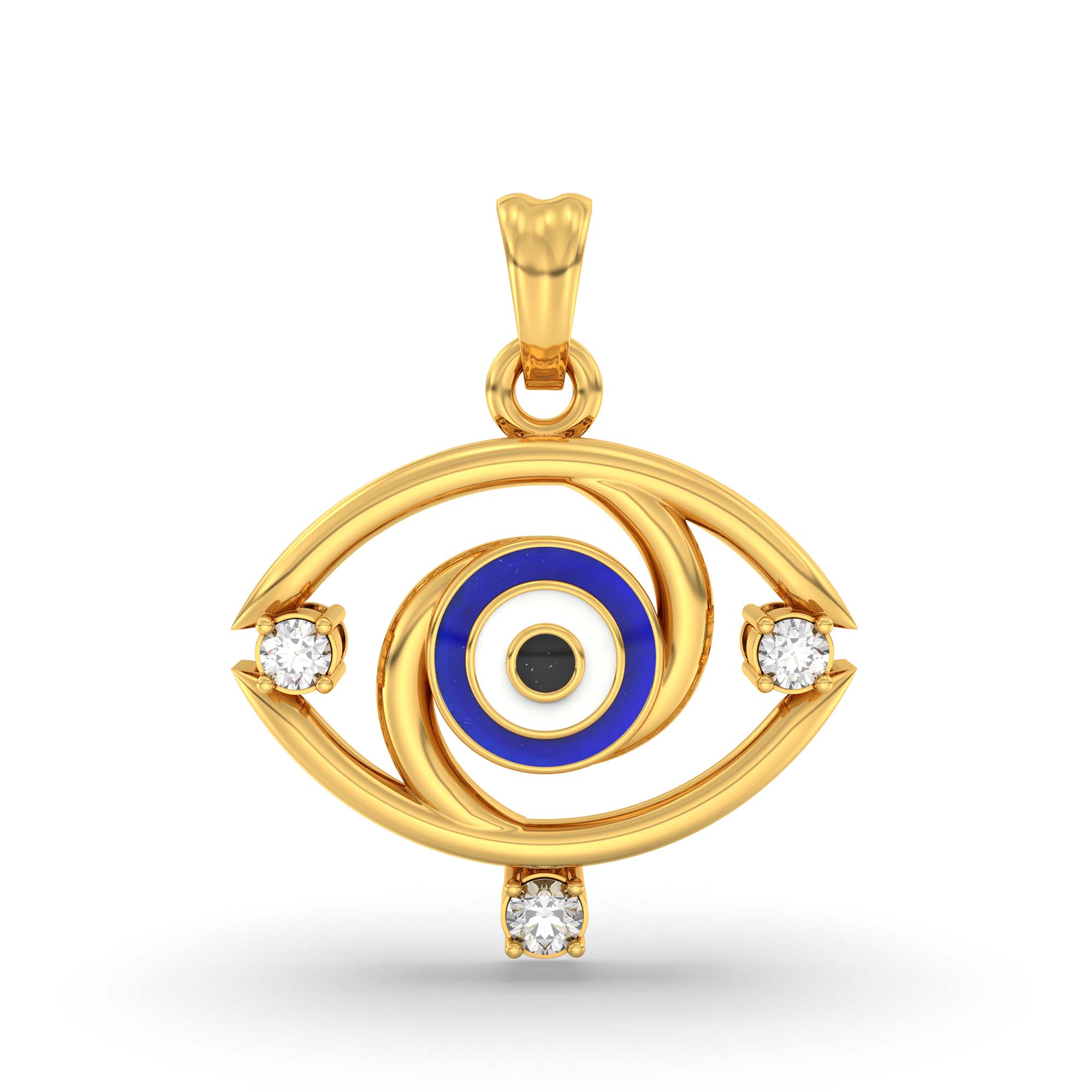Evil Eye Pendant with Lab-Grown Diamonds in 22K Yellow Gold – 0.09 Ct thumbnail