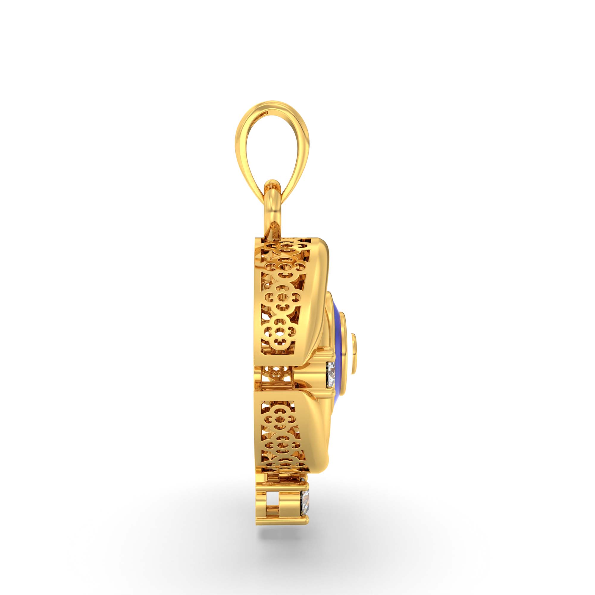 Evil Eye Pendant with Lab-Grown Diamonds in 22K Yellow Gold – 0.09 Ct thumbnail