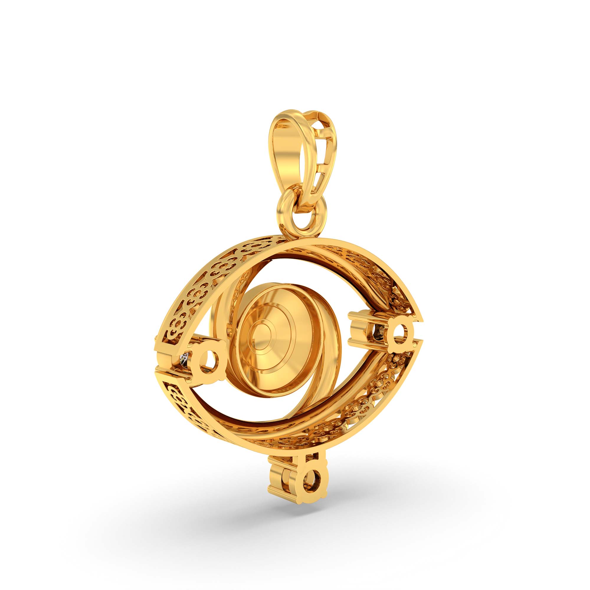 Evil Eye Pendant with Lab-Grown Diamonds in 22K Yellow Gold – 0.09 Ct thumbnail