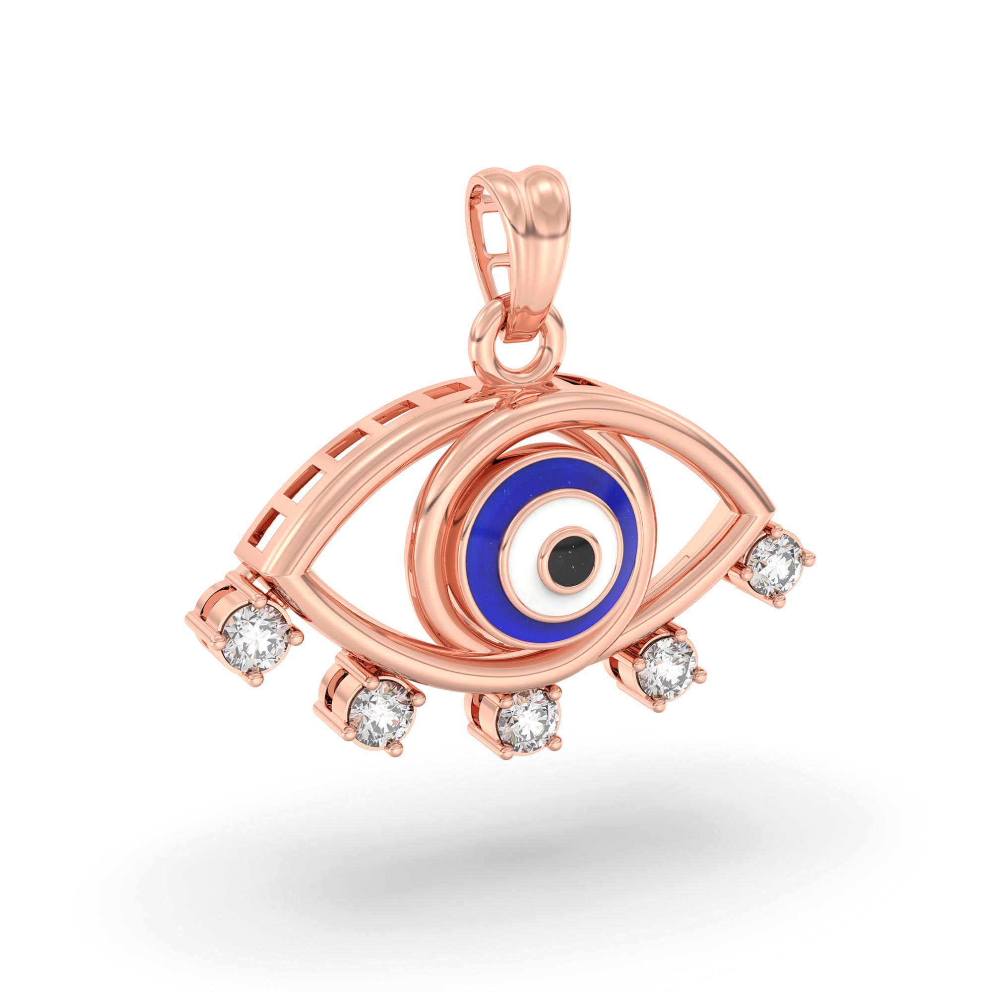 Evil Eye Pendant in 18K Rose Gold with Lab grown diamond thumbnail