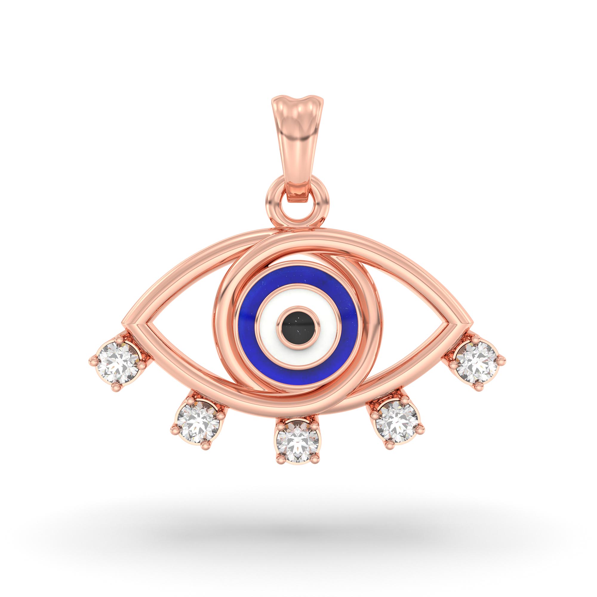 Evil Eye Pendant in 18K Rose Gold with Lab grown diamond thumbnail