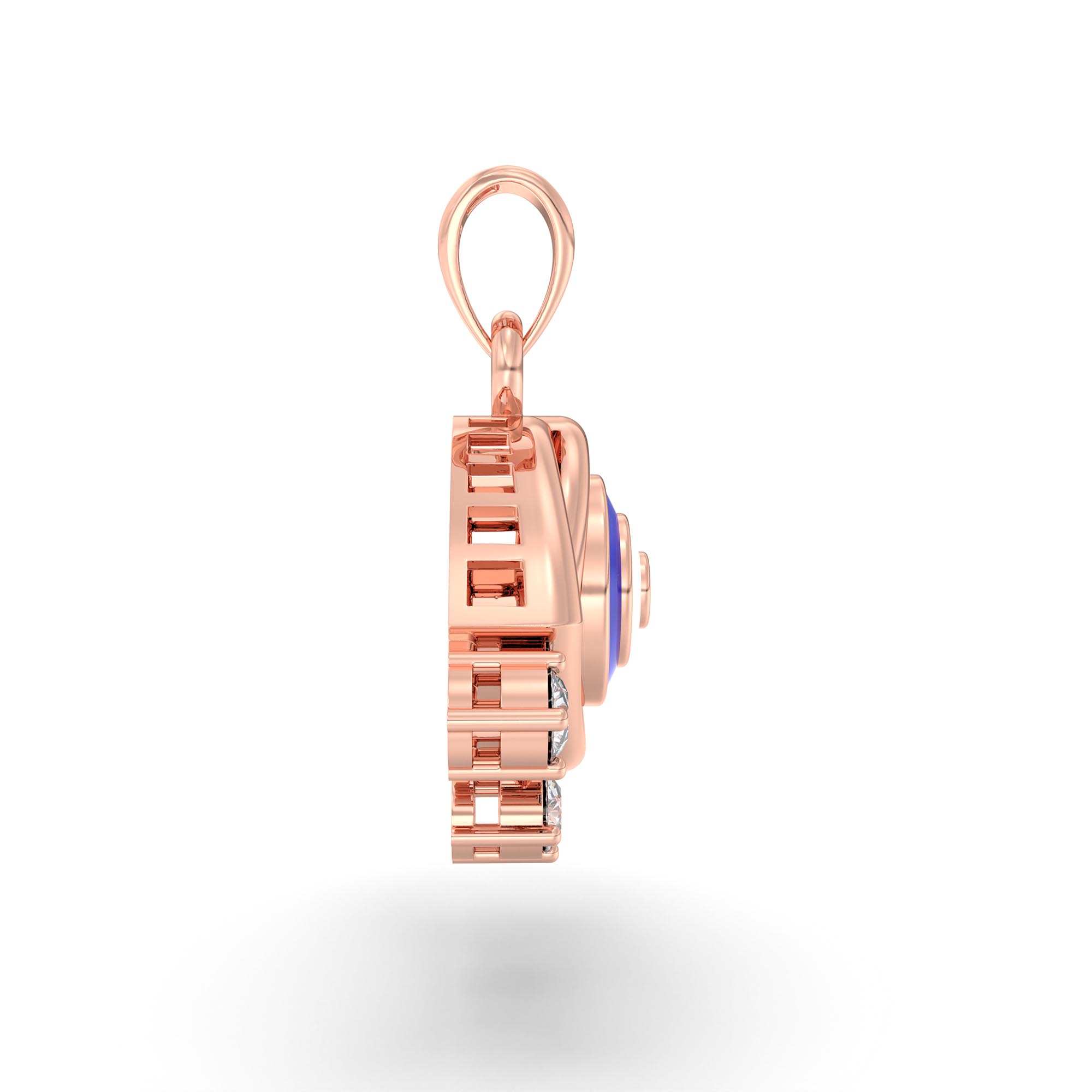 Evil Eye Pendant in 18K Rose Gold with Lab grown diamond thumbnail