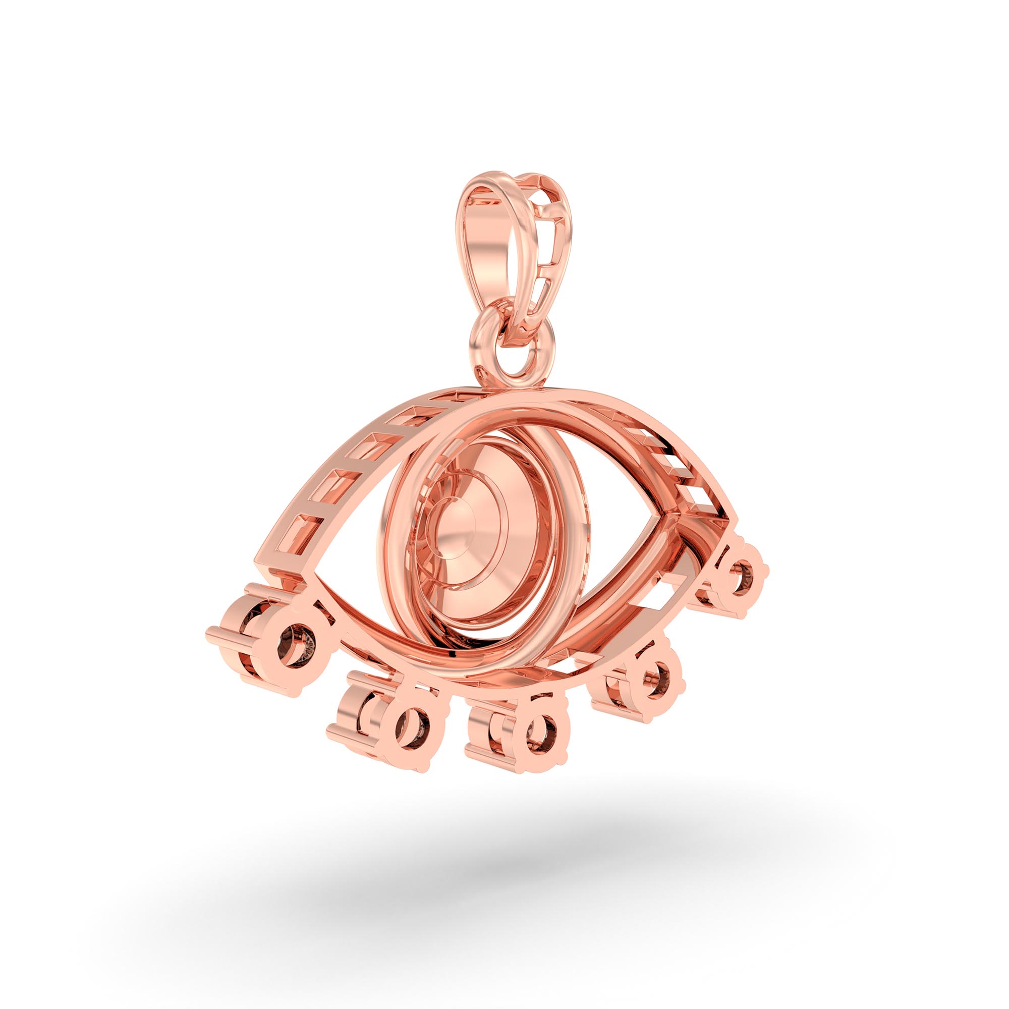 Evil Eye Pendant in 18K Rose Gold with Lab grown diamond thumbnail
