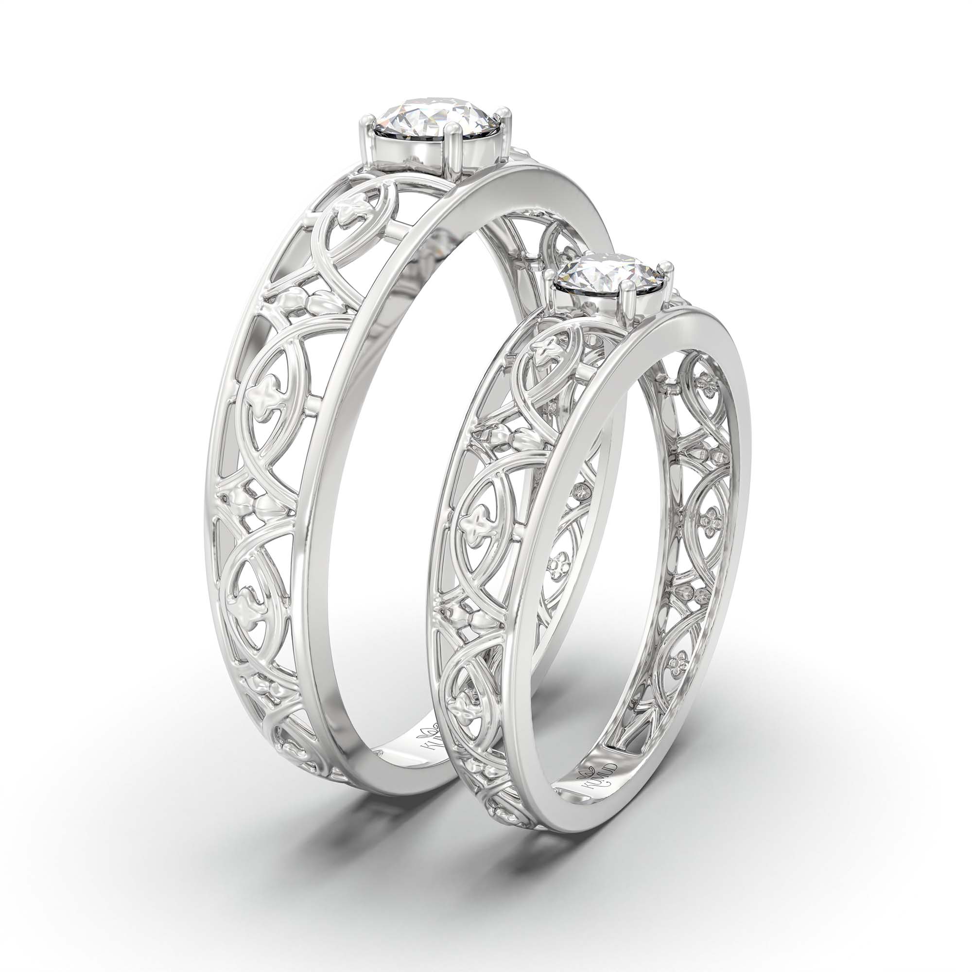 Lab-Grown Diamond Couple Rings (Pair) in 18K White Gold – 0.55 Ct Total, 3 g (Design K1-4) thumbnail