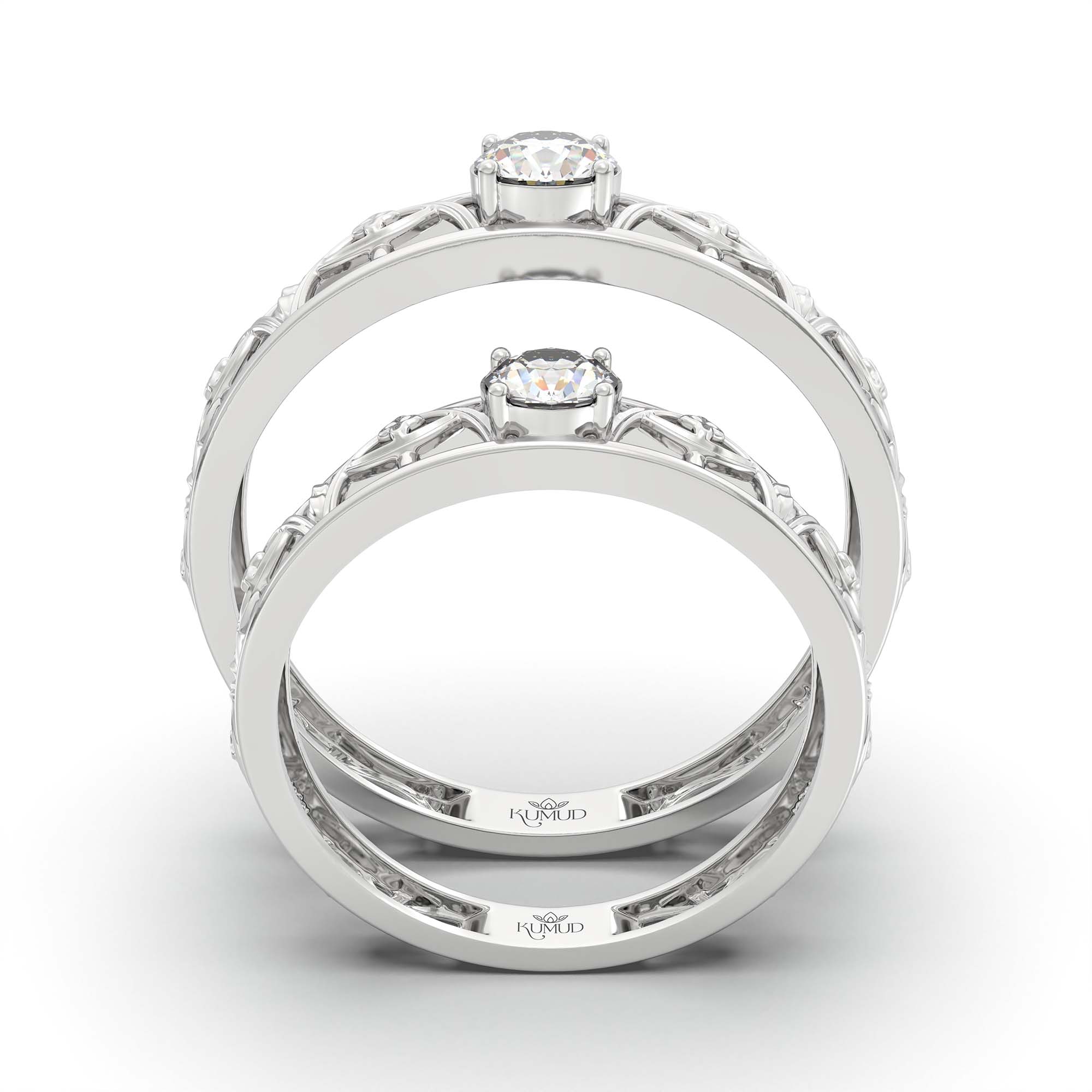 Lab-Grown Diamond Couple Rings (Pair) in 18K White Gold – 0.55 Ct Total, 3 g (Design K1-4) thumbnail