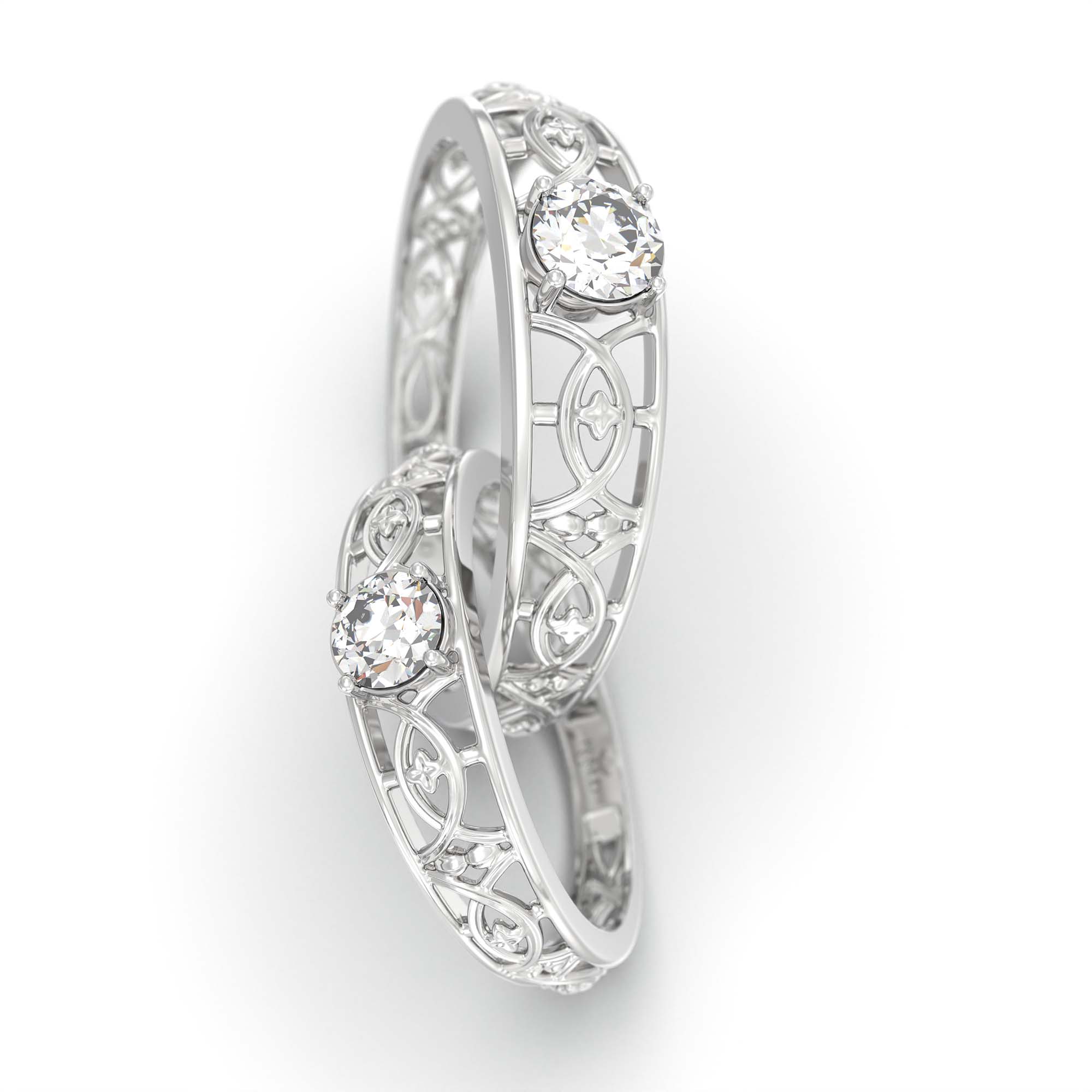 Lab-Grown Diamond Couple Rings (Pair) in 18K White Gold – 0.55 Ct Total, 3 g (Design K1-4) thumbnail