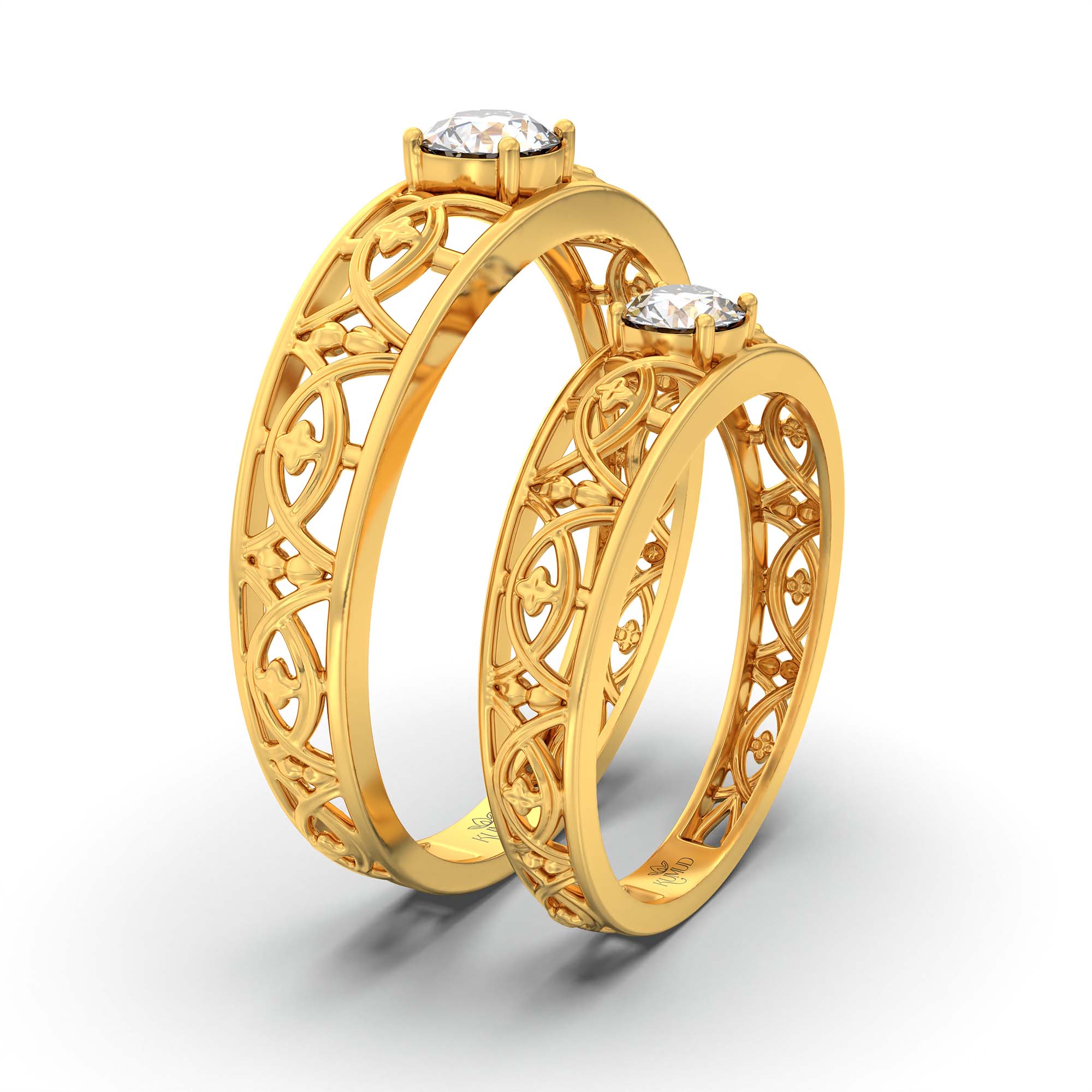 Lab-Grown Diamond Couple Rings (Pair) in 22K Yellow Gold – 0.55 Ct Total, 3 g (Design K1-4) thumbnail
