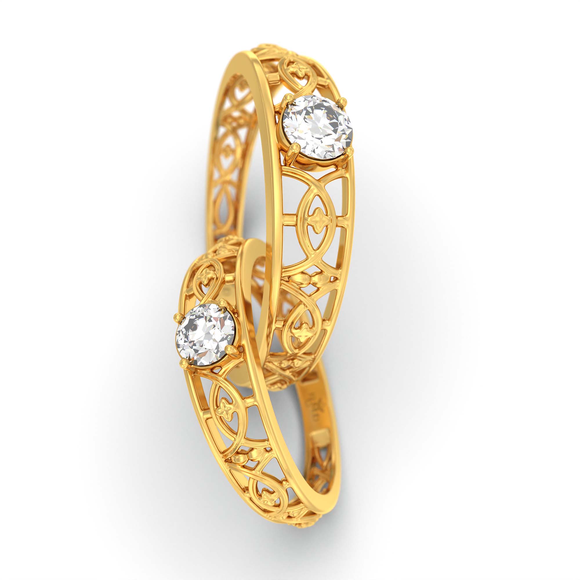 Lab-Grown Diamond Couple Rings (Pair) in 22K Yellow Gold – 0.55 Ct Total, 3 g (Design K1-4) thumbnail