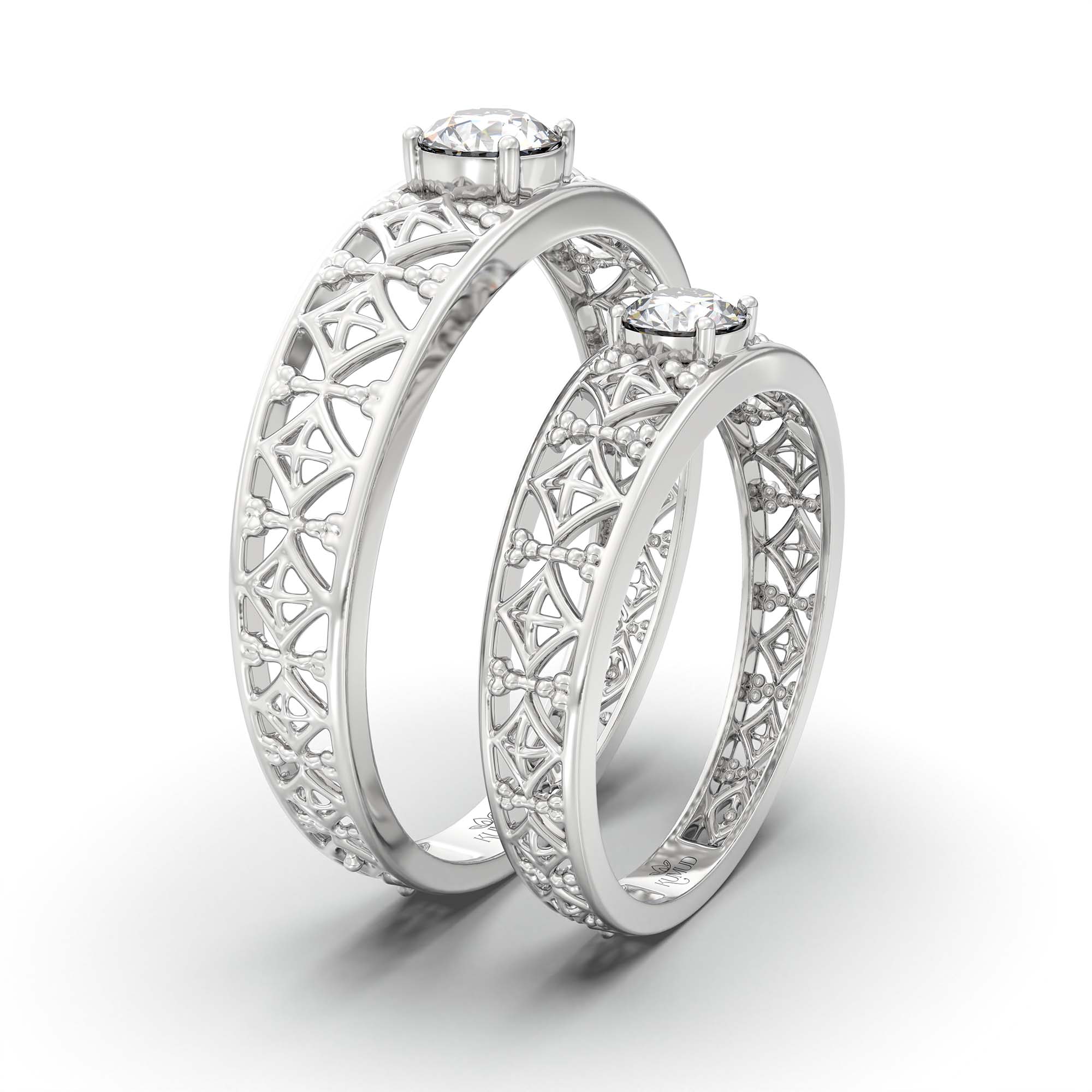 Lab-Grown Diamond Couple Rings (Pair) in 18K White Gold – 0.55 Ct Total, 3 g (Design K1-5) thumbnail
