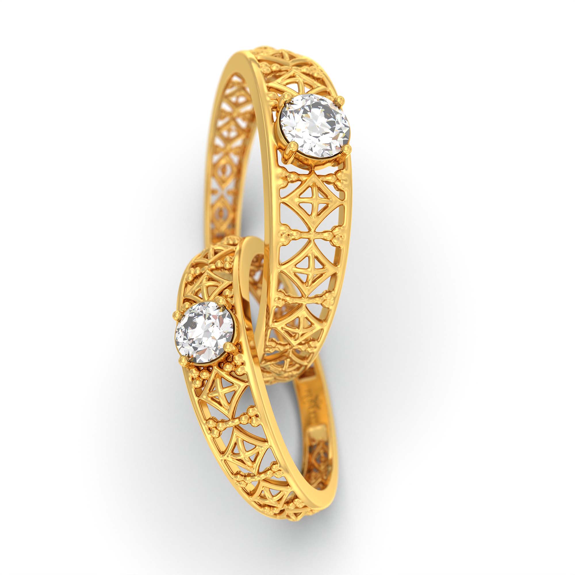 Lab-Grown Diamond Couple Rings (Pair) in 22K Yellow Gold – 0.55 Ct Total, 3 g (Design K1-5) thumbnail