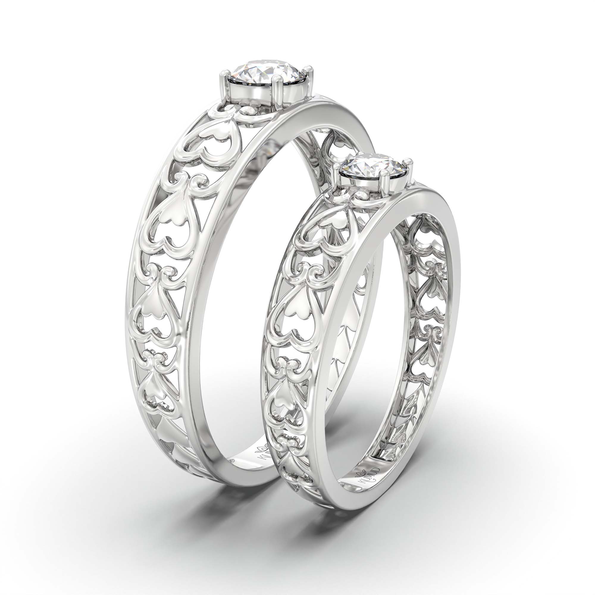 Lab-Grown Diamond Couple Rings (Pair) in 18K White Gold – 0.55 Ct Total, 3 g (Design K1-6) thumbnail