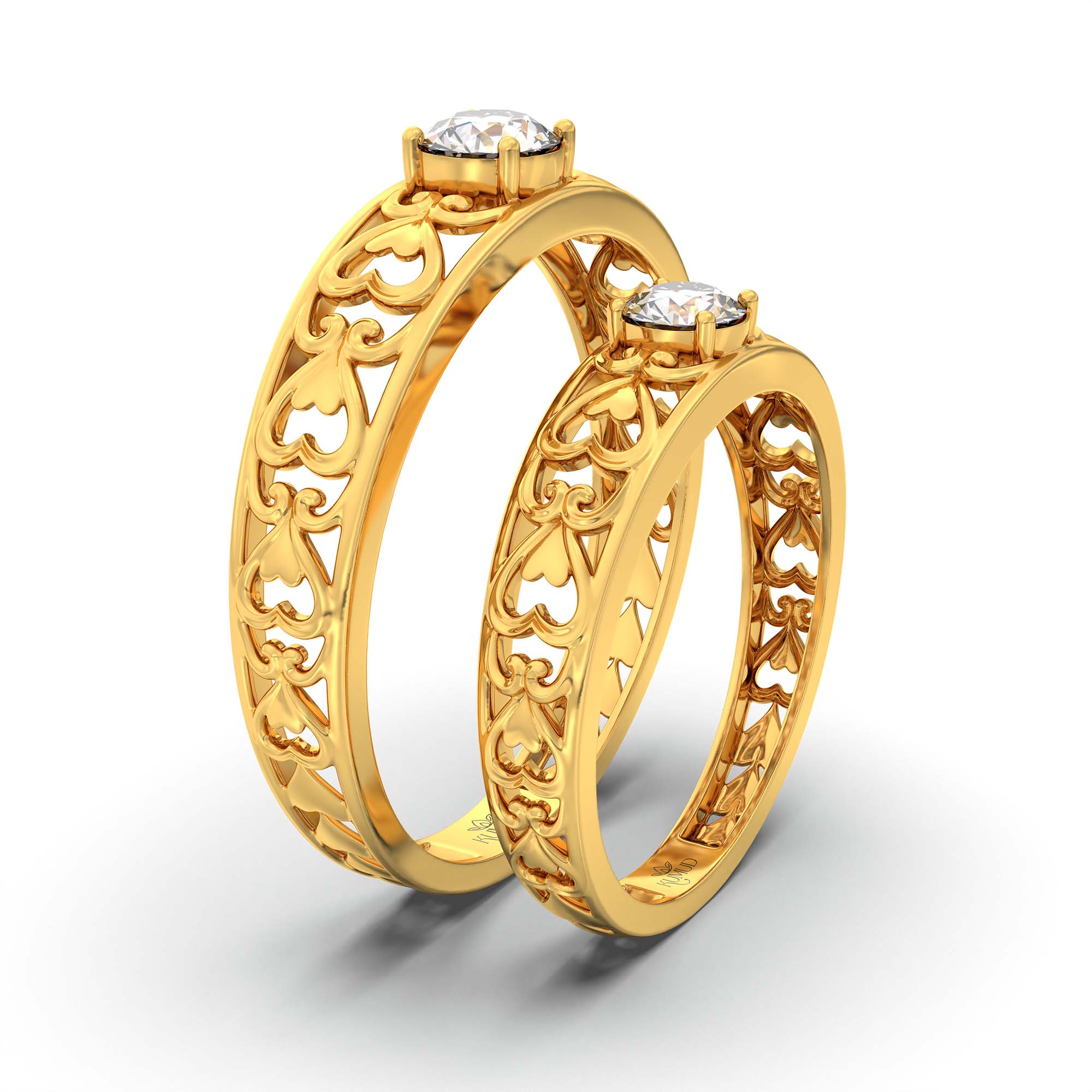 Lab-Grown Diamond Couple Rings (Pair) in 22K Yellow Gold – 0.55 Ct Total, 3 g (Design K1-6) thumbnail