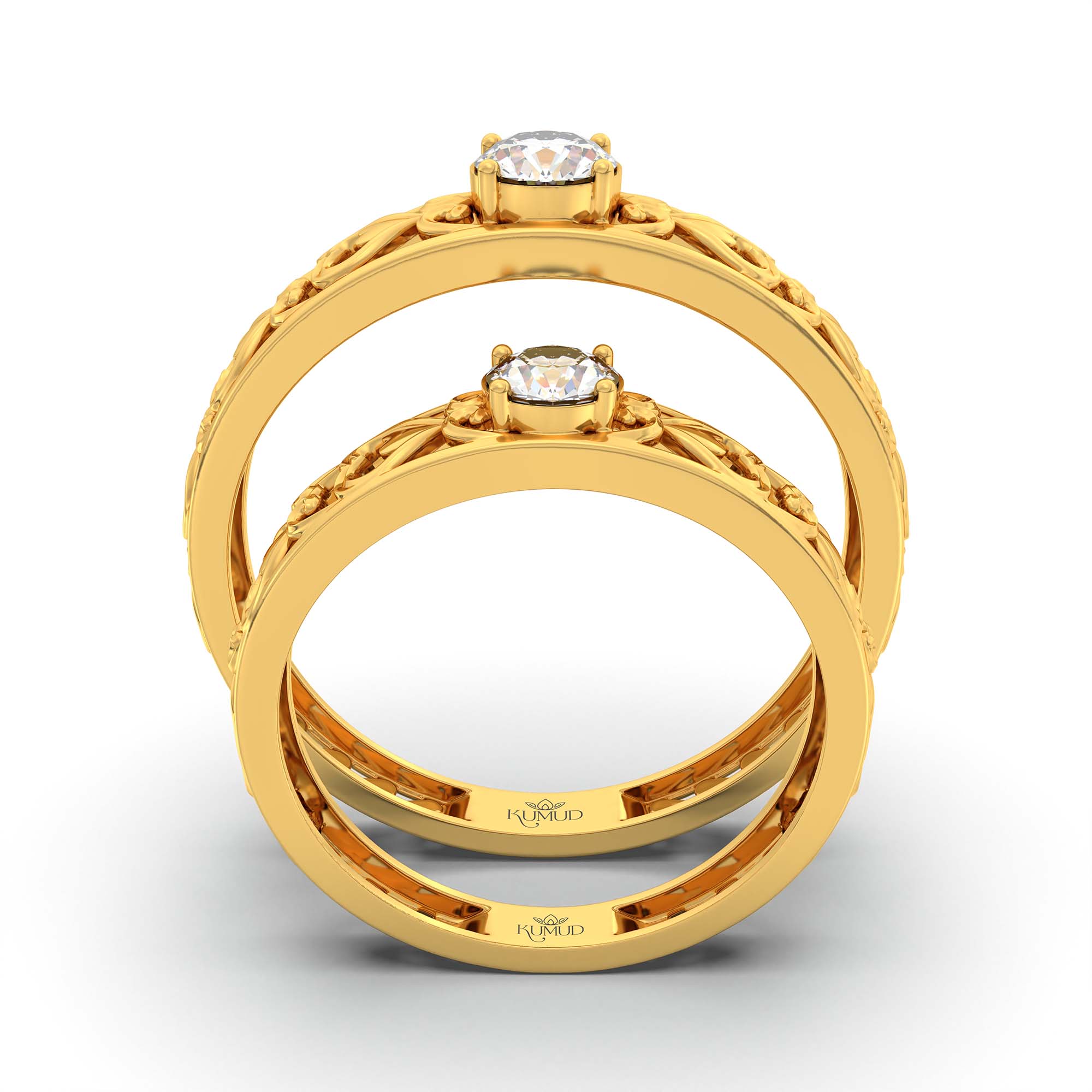 Lab-Grown Diamond Couple Rings (Pair) in 22K Yellow Gold – 0.55 Ct Total, 3 g (Design K1-6) thumbnail