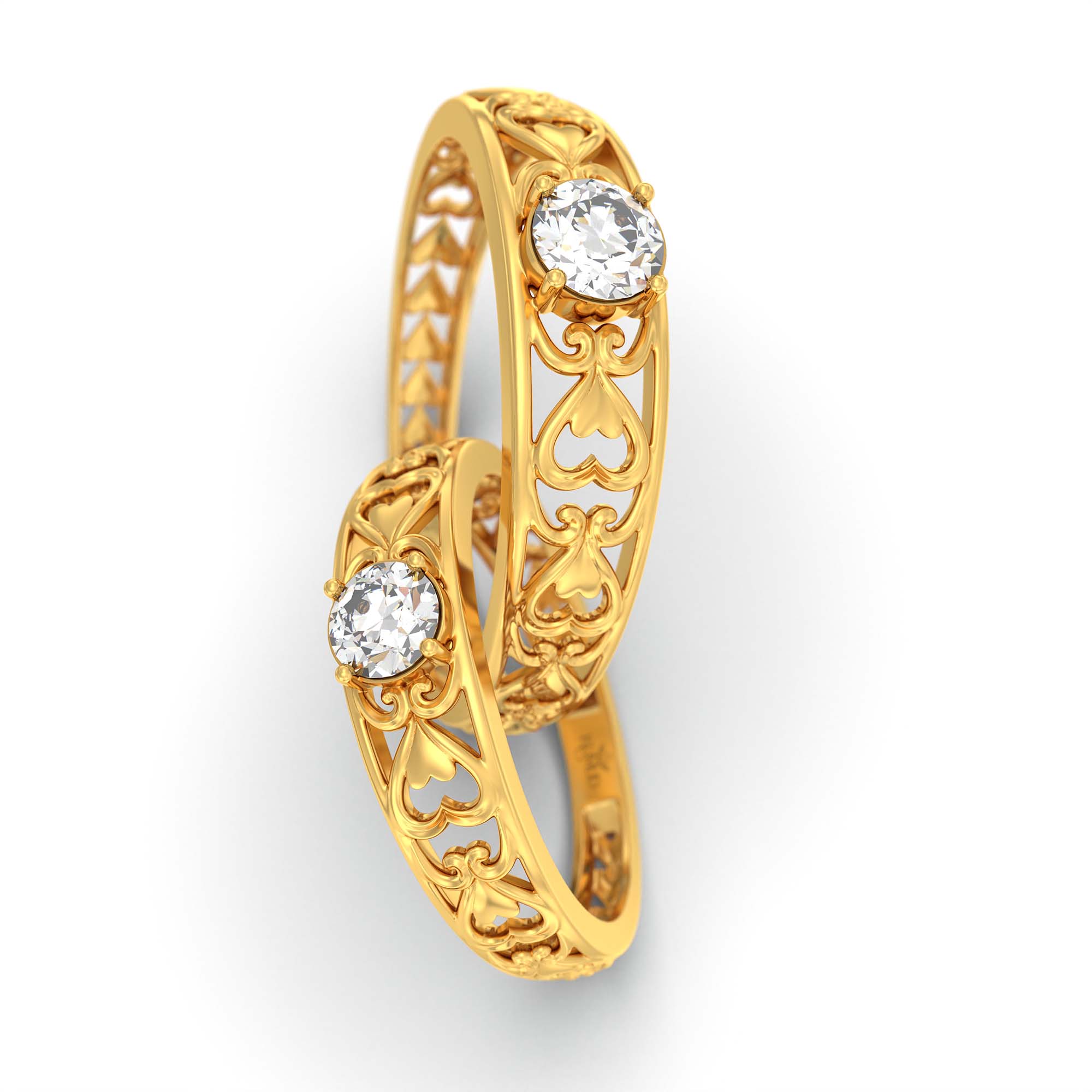 Lab-Grown Diamond Couple Rings (Pair) in 22K Yellow Gold – 0.55 Ct Total, 3 g (Design K1-6) thumbnail