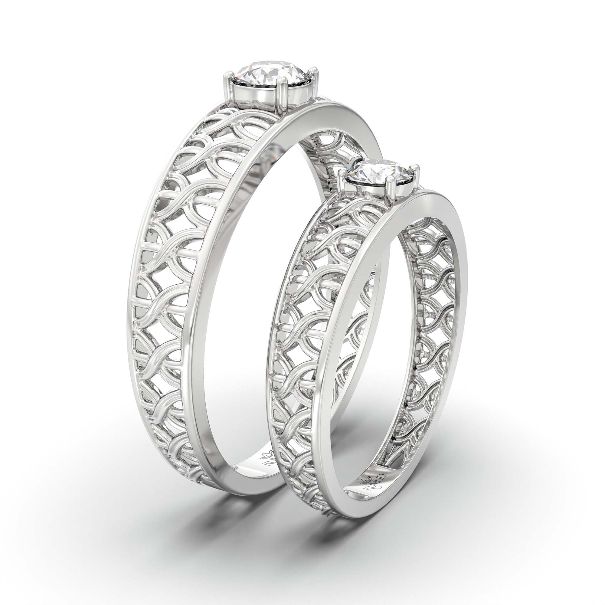 Lab-Grown Diamond Couple Rings (Pair) in 18K White Gold – 0.55 Ct Total, 3 g (Design K1-7) thumbnail