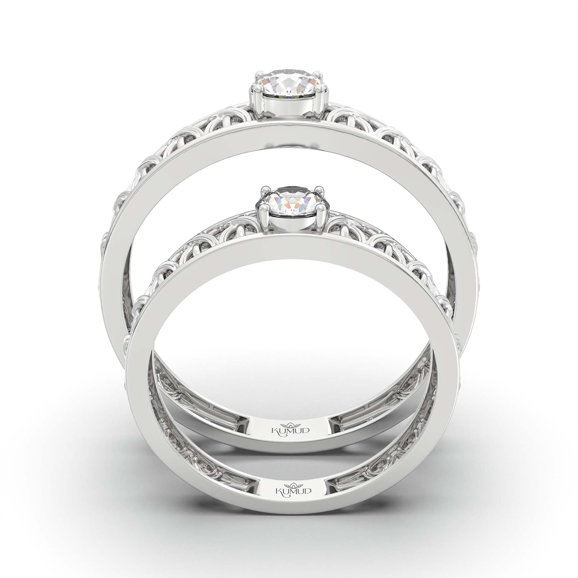 Lab-Grown Diamond Couple Rings (Pair) in 18K White Gold – 0.55 Ct Total, 3 g (Design K1-7) thumbnail