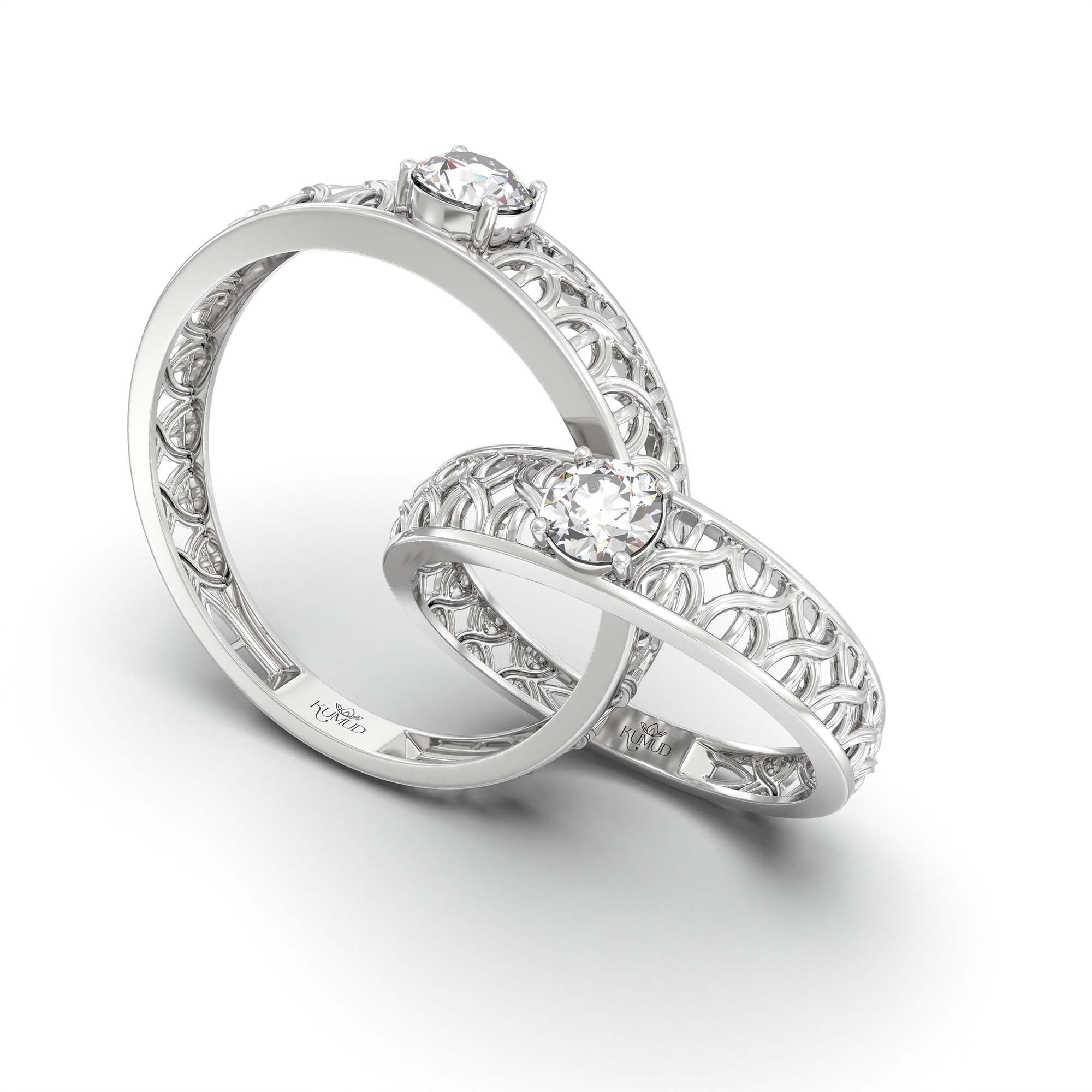 Lab-Grown Diamond Couple Rings (Pair) in 18K White Gold – 0.55 Ct Total, 3 g (Design K1-7) thumbnail