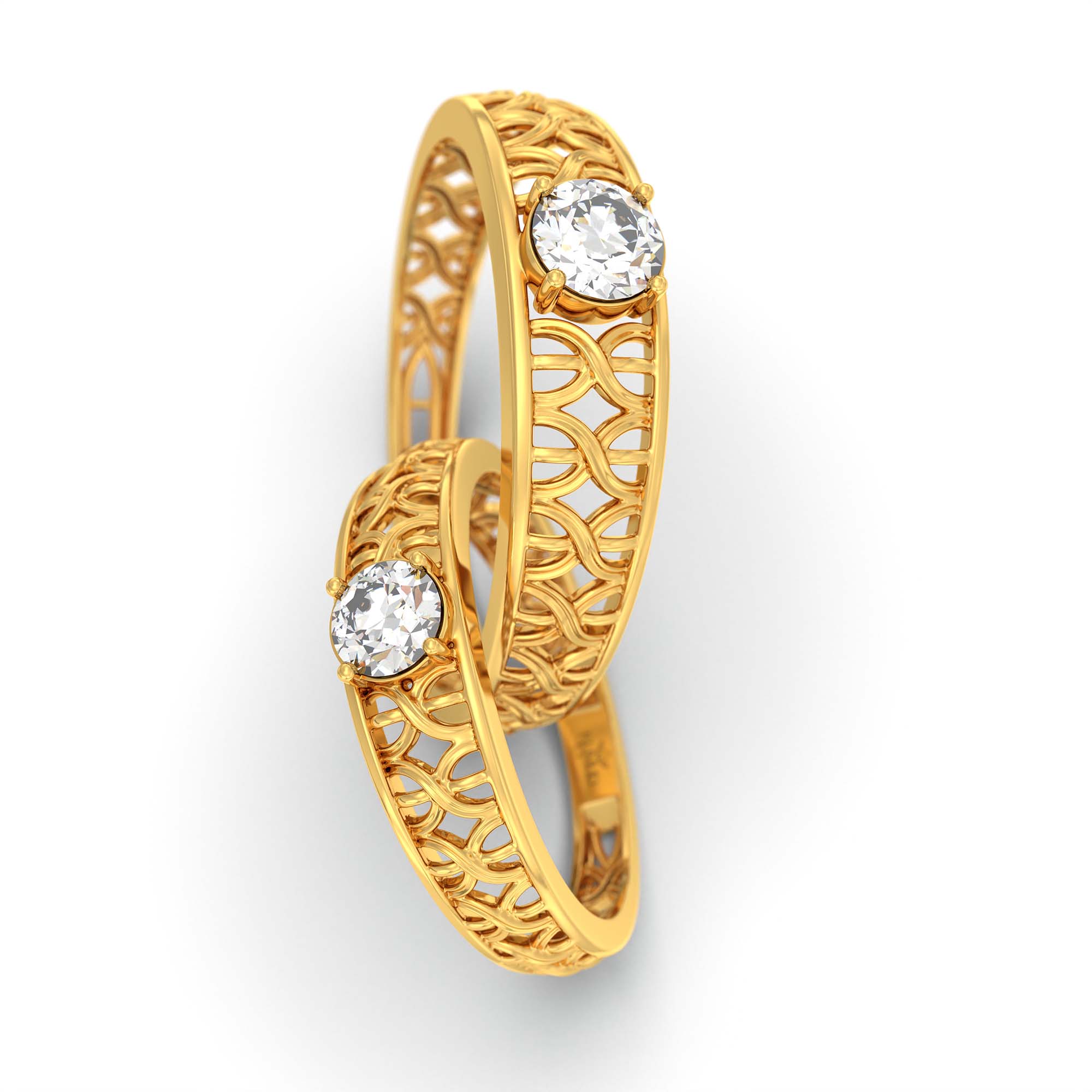 Lab-Grown Diamond Couple Rings (Pair) in 22K Yellow Gold – 0.55 Ct Total, 3 g (Design K1-7) thumbnail