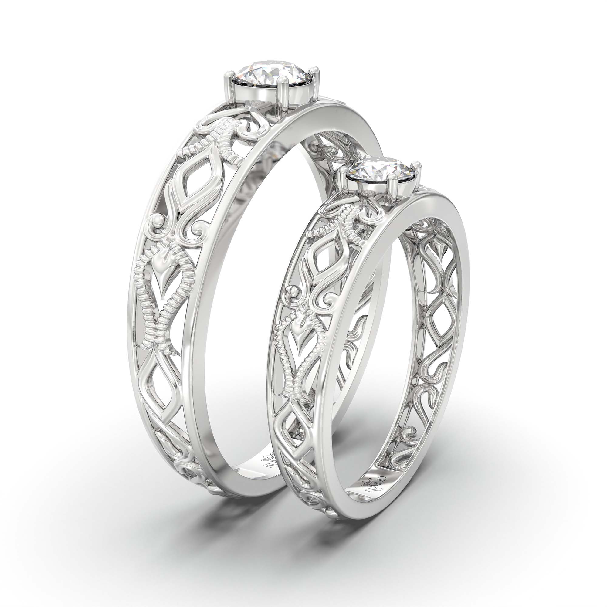Lab-Grown Diamond Couple Rings (Pair) in 18K White Gold – 0.55 Ct Total, 3 g (Design K1-8) thumbnail