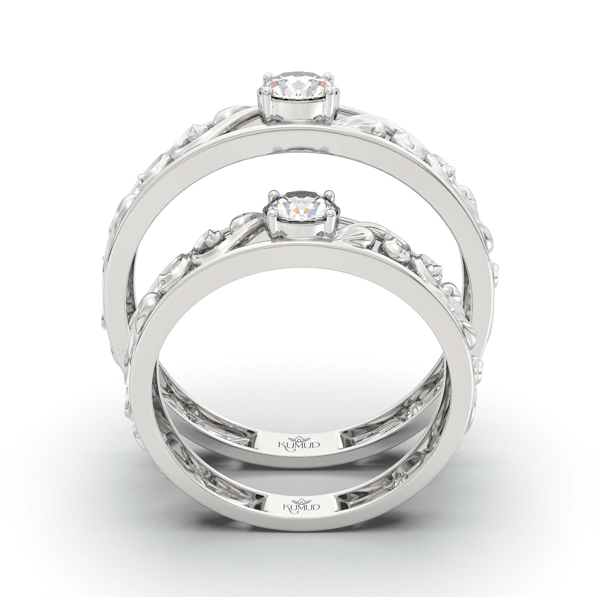 Lab-Grown Diamond Couple Rings (Pair) in 18K White Gold – 0.55 Ct Total, 3 g (Design K1-9) thumbnail