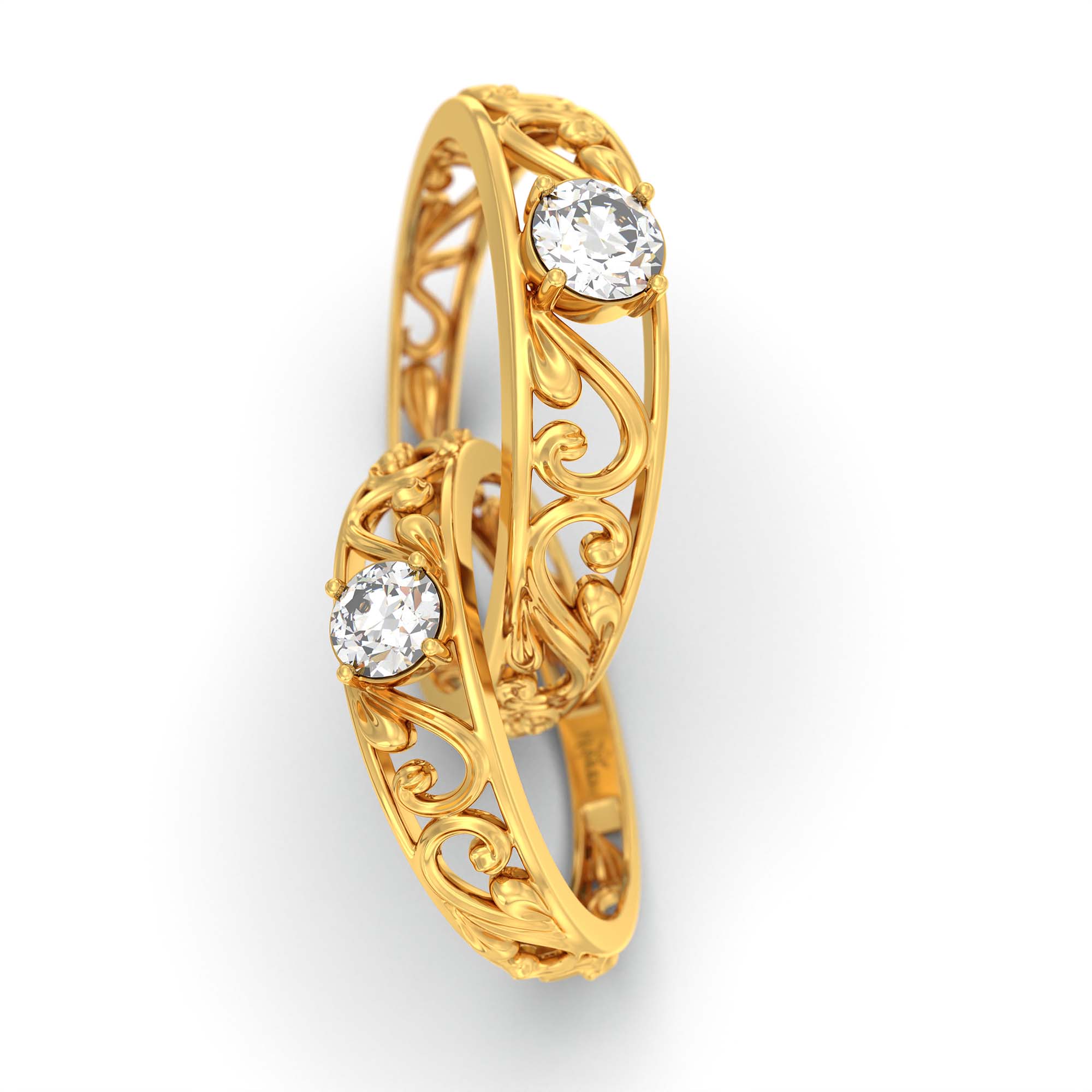 Lab-Grown Diamond Couple Rings (Pair) in 22K Yellow Gold – 0.55 Ct Total, 3 g (Design K1-9) thumbnail