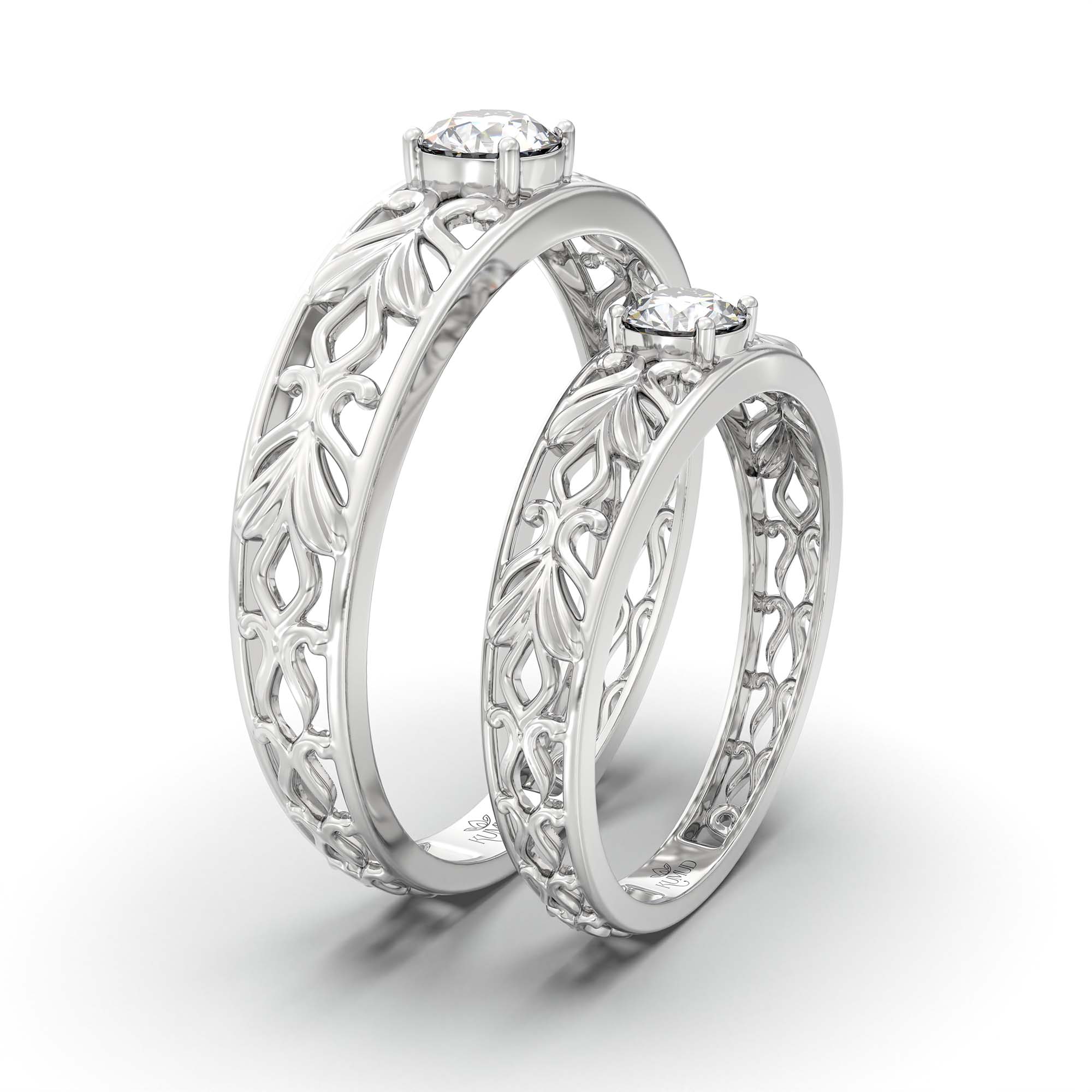 Lab-Grown Diamond Couple Rings (Pair) in 18K White Gold – 0.55 Ct Total, 3 g (Design K1-11) thumbnail