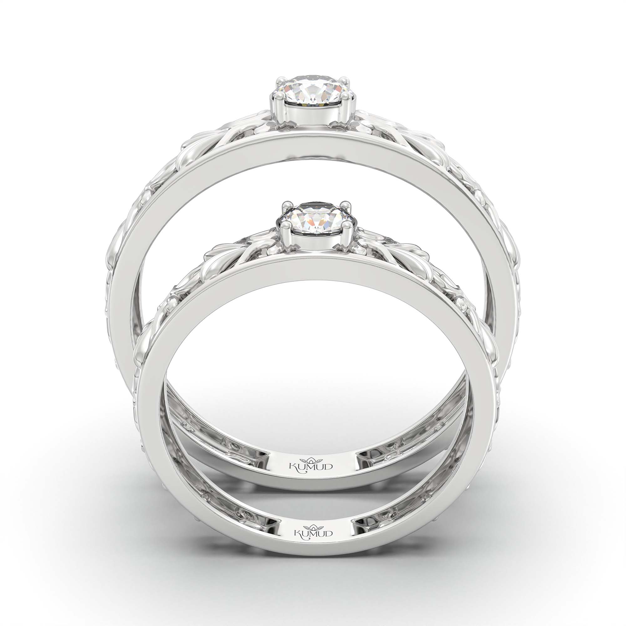 Lab-Grown Diamond Couple Rings (Pair) in 18K White Gold – 0.55 Ct Total, 3 g (Design K1-11) thumbnail