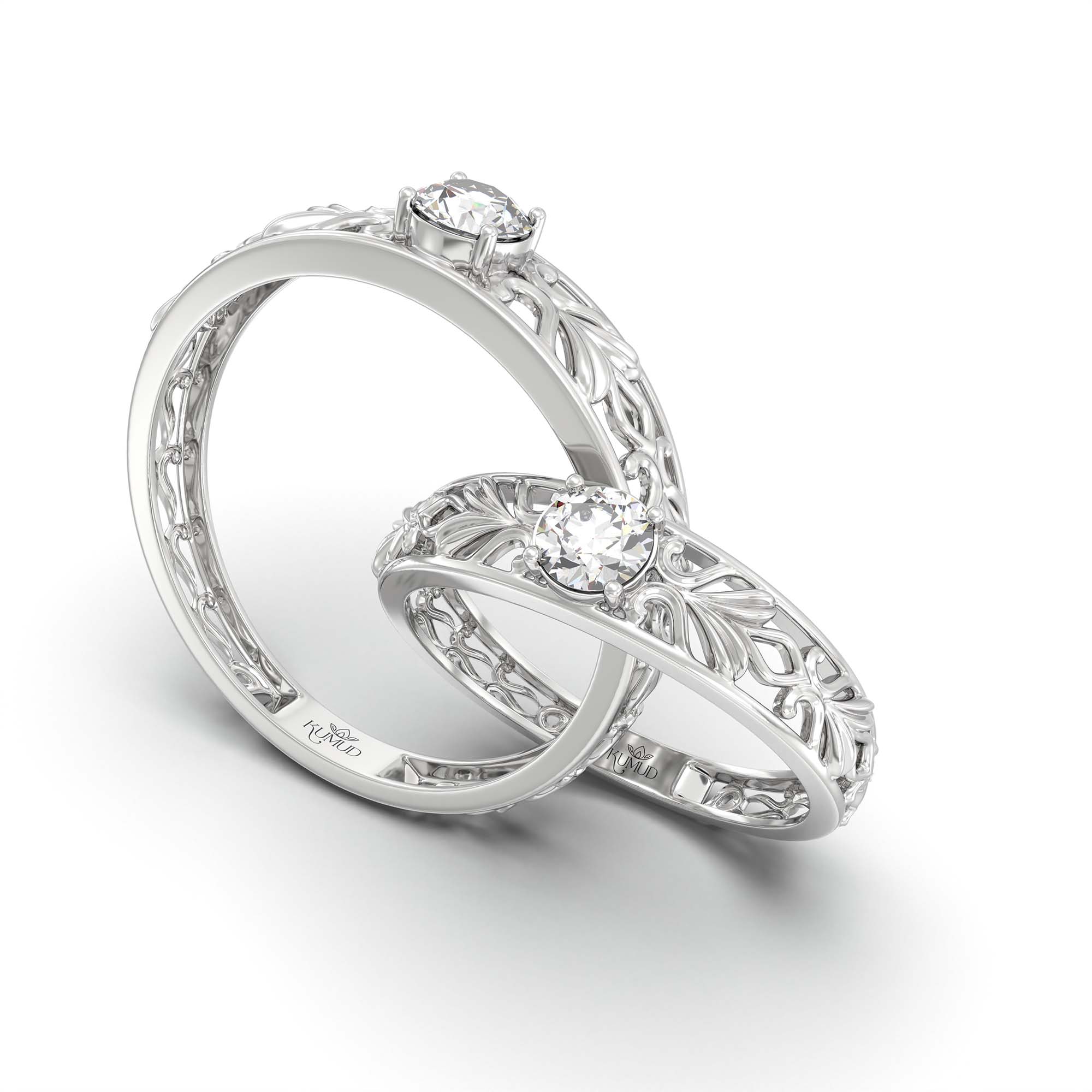 Lab-Grown Diamond Couple Rings (Pair) in 18K White Gold – 0.55 Ct Total, 3 g (Design K1-11) thumbnail