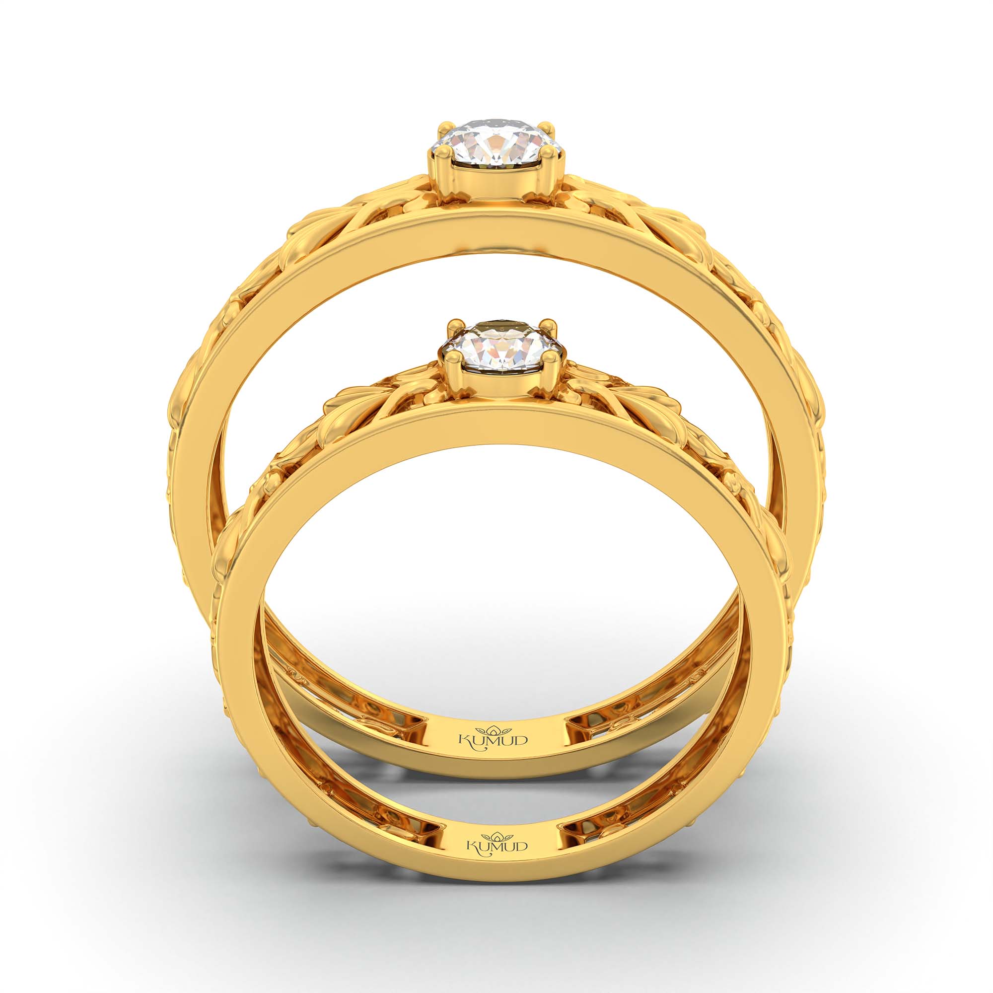 Lab-Grown Diamond Couple Rings (Pair) in 22K Yellow Gold – 0.55 Ct Total, 3 g (Design K1-11) thumbnail