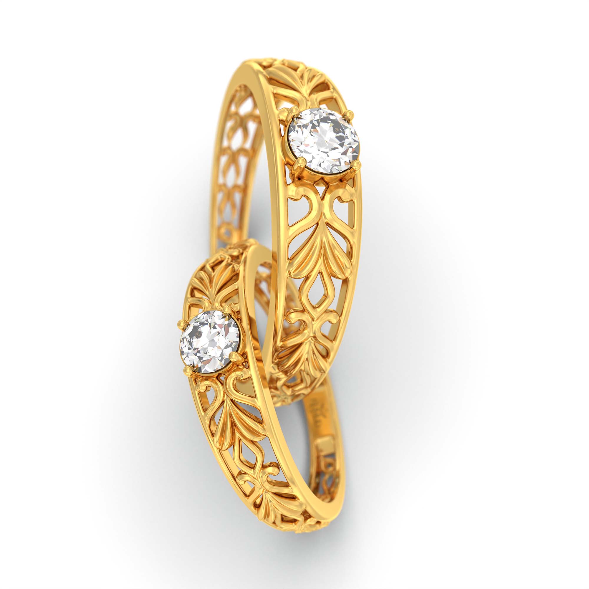 Lab-Grown Diamond Couple Rings (Pair) in 22K Yellow Gold – 0.55 Ct Total, 3 g (Design K1-11) thumbnail